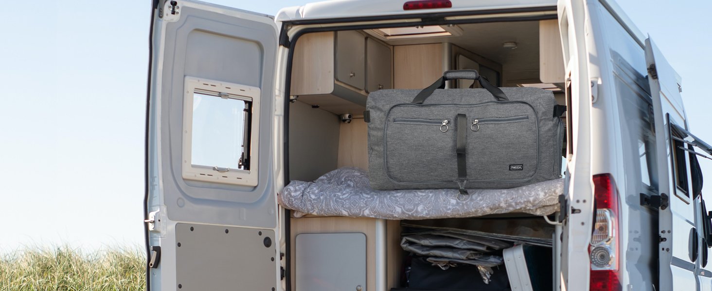 Custom Logo 65L Duffel Bag with Shoes Compartment Private Label Foldable Travel Duffel for Men Women Large Packable Water Repellent & Tear Resistant from Supplier Black