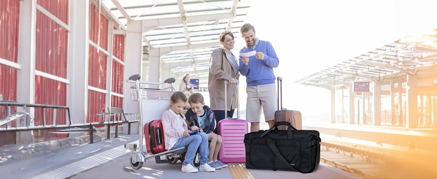 Custom Logo 65L Duffel Bag with Shoes Compartment Private Label Foldable Travel Duffel for Men Women Large Packable Water Repellent & Tear Resistant from Supplier Black