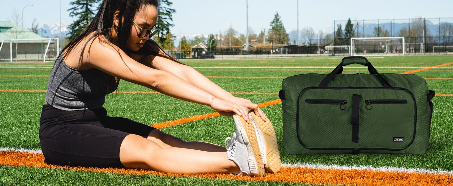 Custom Logo 65L Duffel Bag with Shoes Compartment Private Label Foldable Travel Duffel for Men Women Large Packable Water Repellent & Tear Resistant from Supplier Black