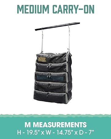 Factory Direct Hanging Luggage Organizer - Carry On Closet Insert with Custom Logo Fits Any Carry-On Velcro Quick Clothes Access - Solid Green Carry-On Size Private Label