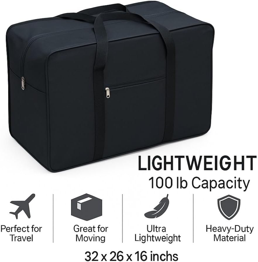 Private Label Extra Large Foldable Duffel Bag for Travel Heavy-Duty Cargo with Custom Logo Zippers Reinforced Handles TSA Approved Water-Resistant 32x26x16 in Holds up to 100 lb Black Manufacturer Private Label Extra Large Foldable Duffel Bag for Travel Heavy-Duty Cargo with Custom Logo Zippers Reinforced Handles TSA Approved Water-Resistant 32x26x16 in Holds up to 100 lb Black Manufacturer