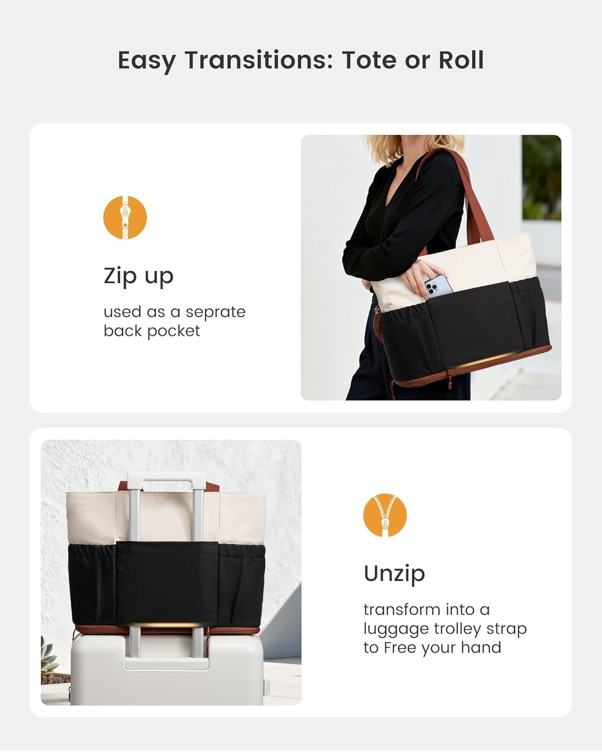 Private Label Tote Bag for Women Expandable 15.6 Inch Laptop Work Bag 33L Travel Handbag with 40oz Tumbler Holder TSA Custom Logo Manufacturer