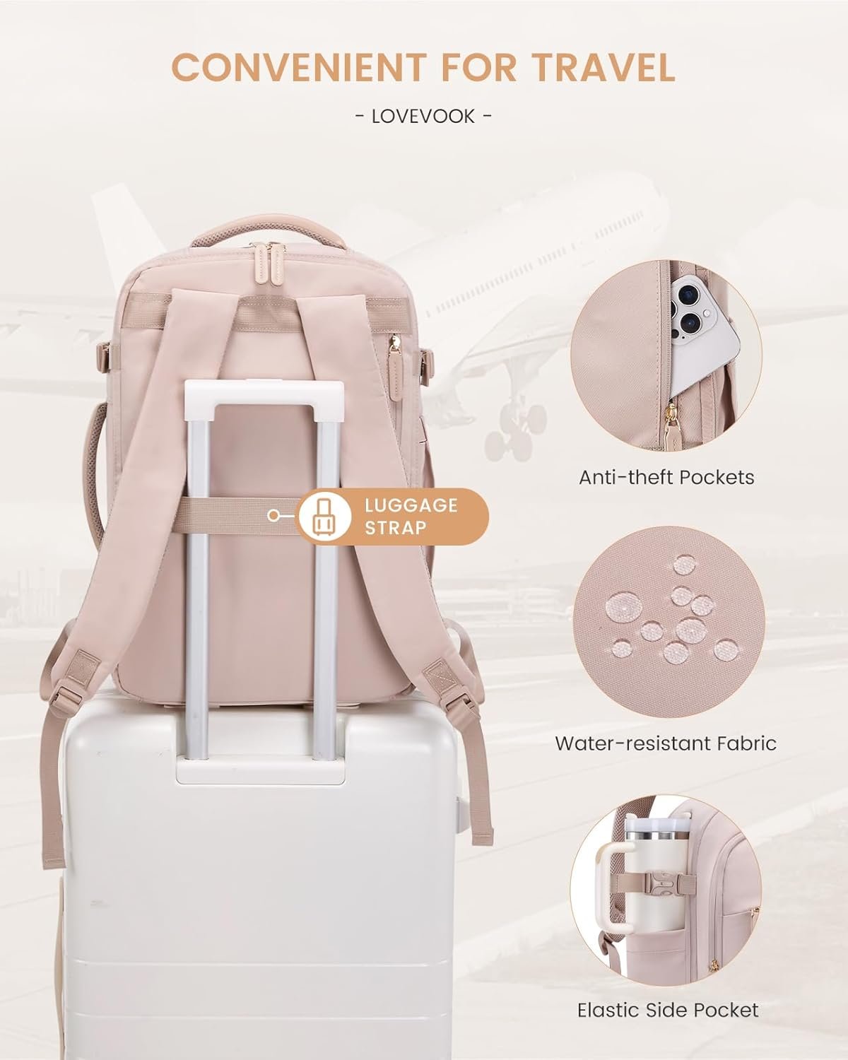 Private Label 40L Travel Backpack for Women & Men Carry On Airline Approved Fits 17.3