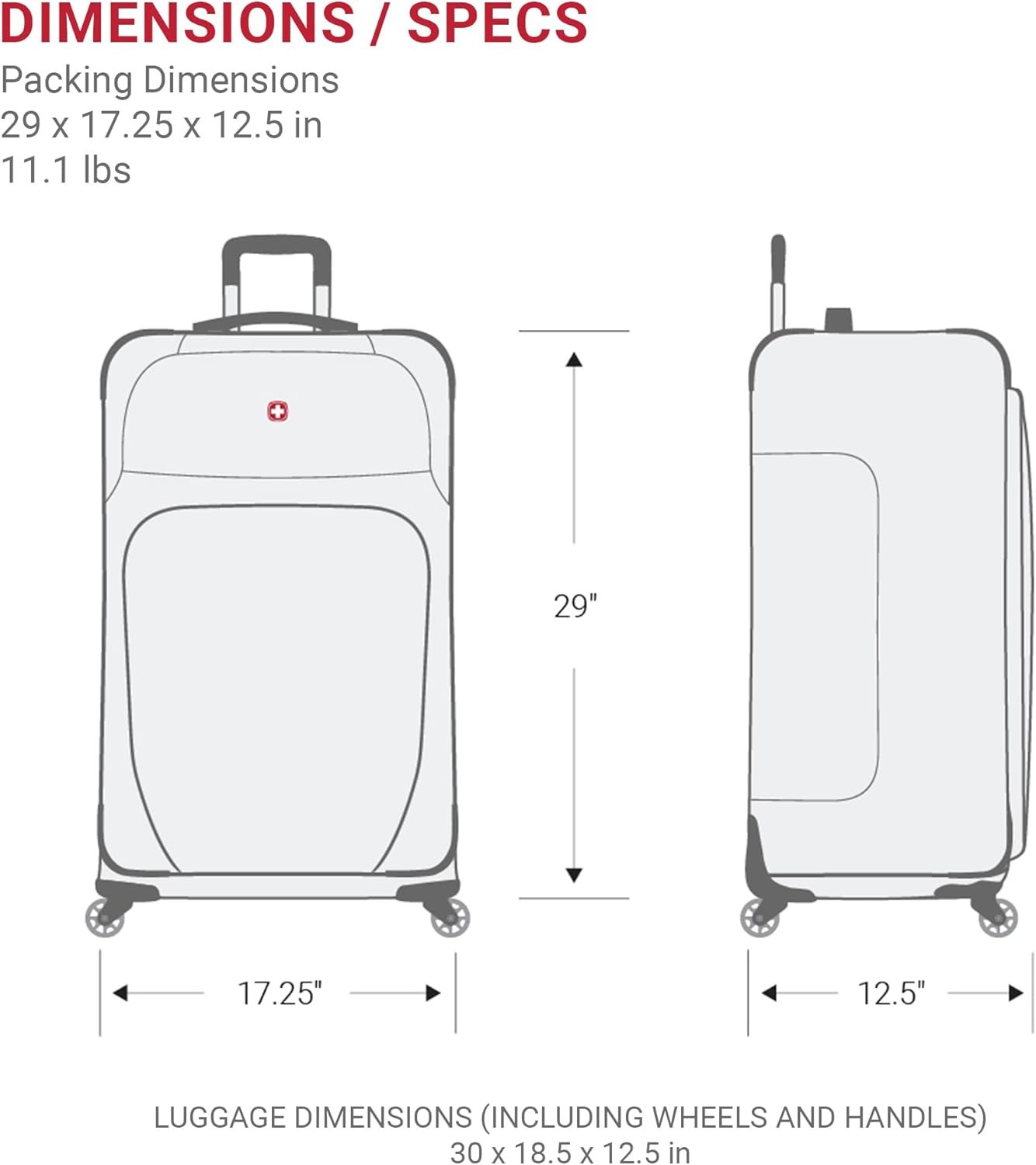 Private Label Softside Expandable Luggage Large Checked 29 Inch Suitcase with 360 Degree Wheels & Retractable Handle Custom Logo Perfect for 7-9 Night Trips Manufacturer Black
