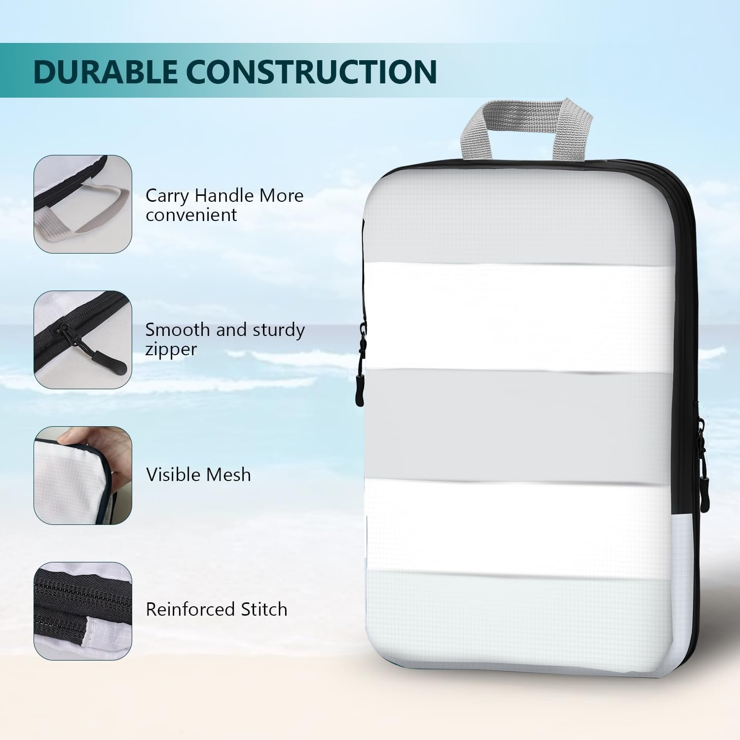 Private Label 5-Piece Compression Packing Cubes Manufacturer Compressible Travel Organizer Luggage Cubes with Zipper for Women and Men Custom Logo Essential Travel Accessories