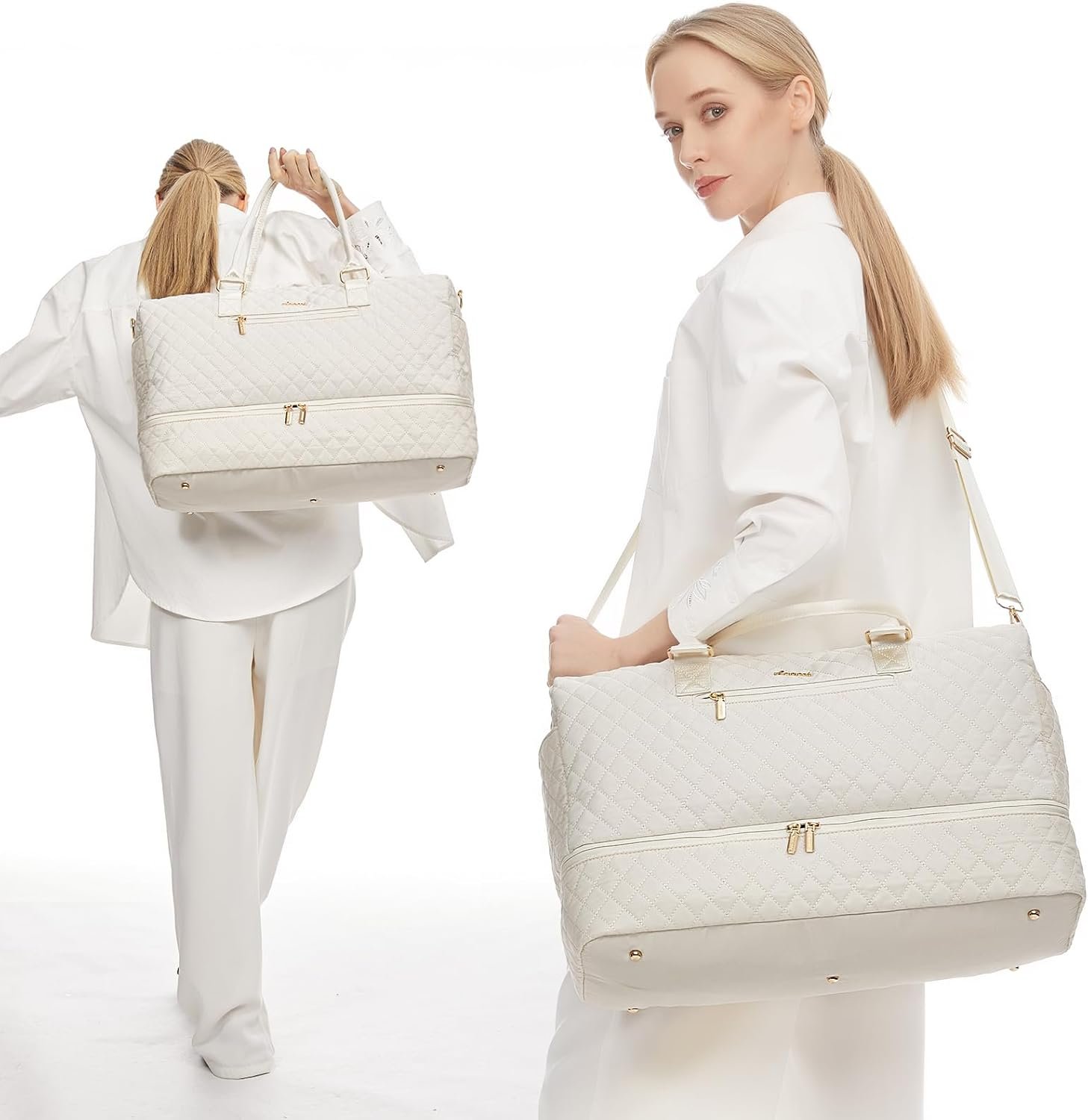 Private Label Travel Duffle Bag for Women Weekender Overnight Carry On Gym Duffel with Shoe Compartment Toiletry Bag Wet Pocket Custom Logo Hospital Labor Delivery Bag Manufacturer 3 Pcs Set