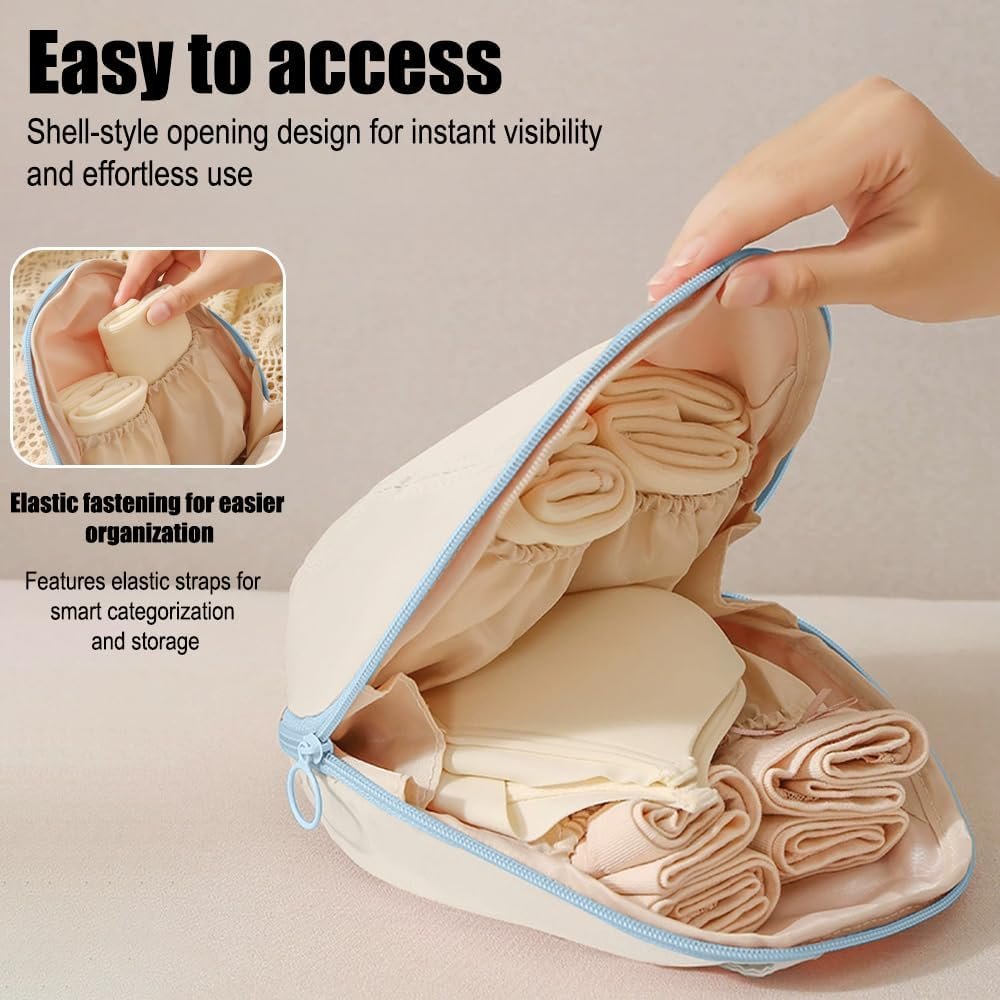 Custom Logo 3-in-1 Underwear Storage Bag Travel Accessories Private Label Foldable Packing Organizers for Lingerie and Underclothes Factory Blue