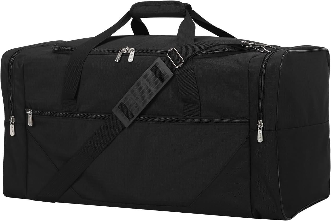 Private Label 25 in Large Travel Duffel Bag for Men with Custom Logo - 56L Roomy Weekender Bag with Trolley Sleeve from Manufacturer (Black)