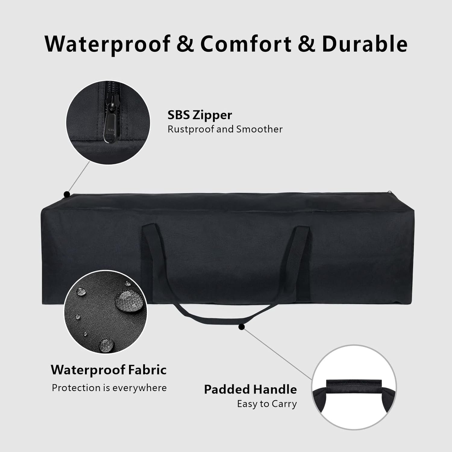 Custom Logo 46 Inch Extra Large Zippered Duffel Bag Private Label for Travel Camping Sports Equipment Storage Waterproof Foldable with Padded Handles Black from Manufacturer