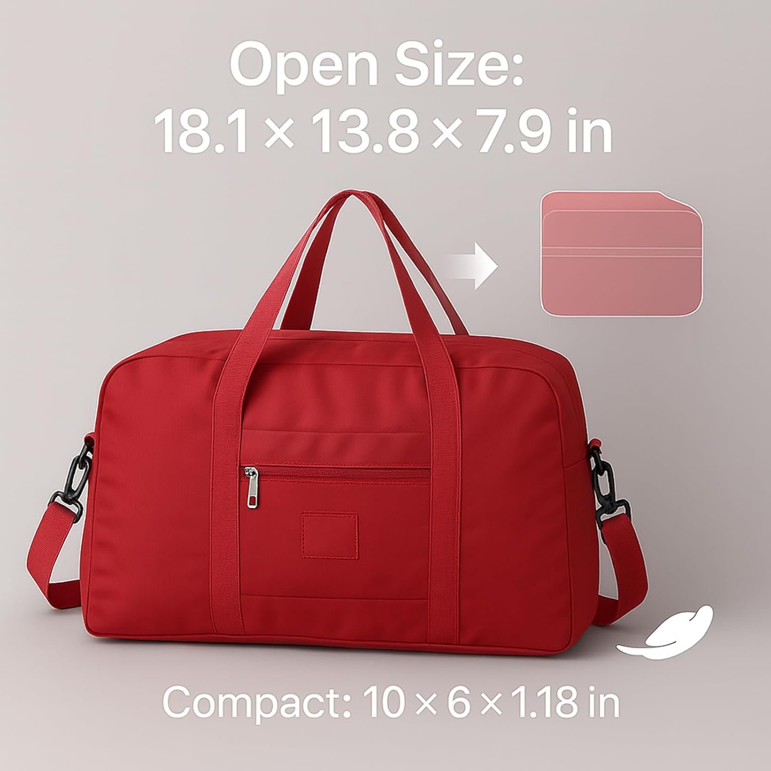 Factory Wholesale Folding Duffle Bag for Travel – Large Capacity Waterproof Oxford Cloth Weekender Carry On Tote with Crossbody Strap and Custom Logo, Lightweight Foldable Gym and Overnight Bag Private Label Red Large