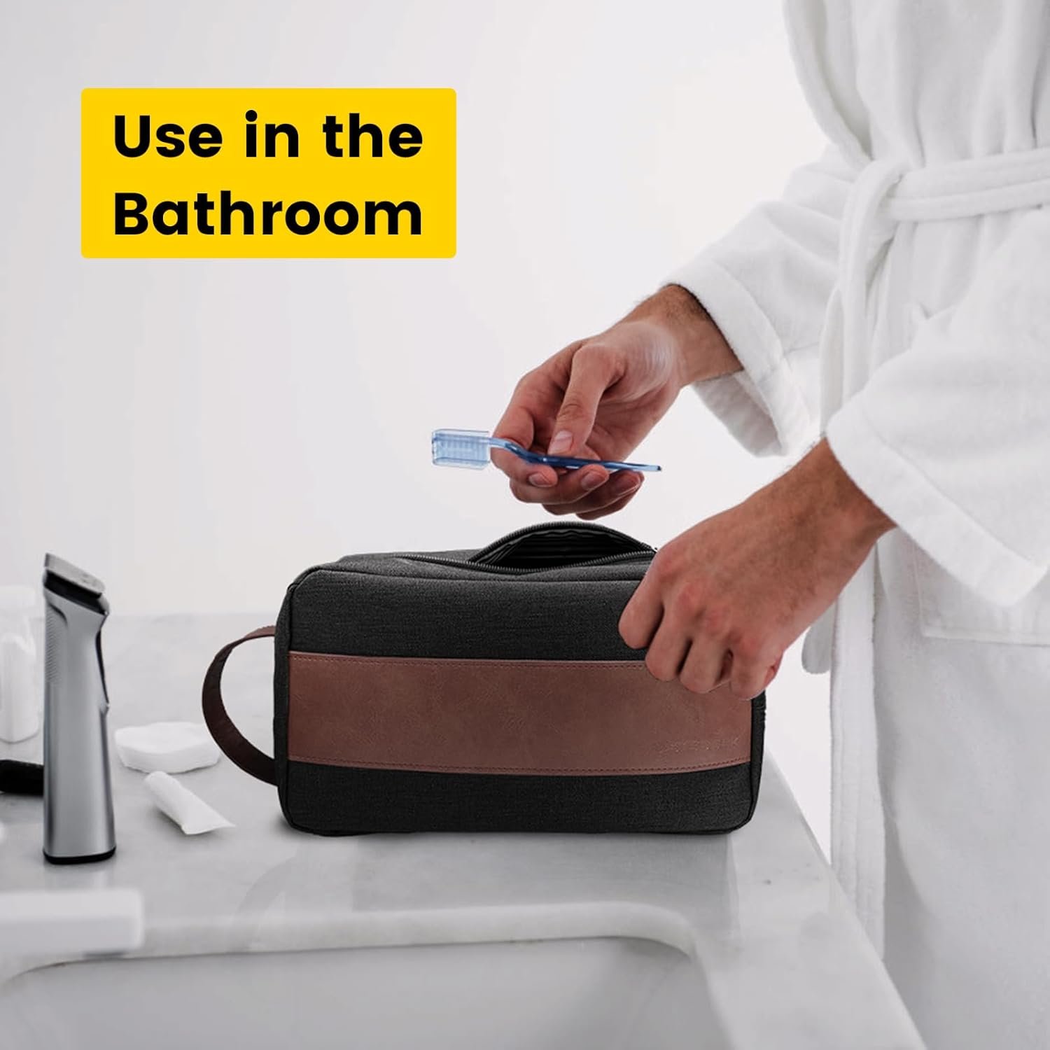 Manufacturer Toiletry Bag for Men - Water Resistant Custom Logo Travel Bag for Toiletries Accessories Travel Essentials Gifts - Private Label Black