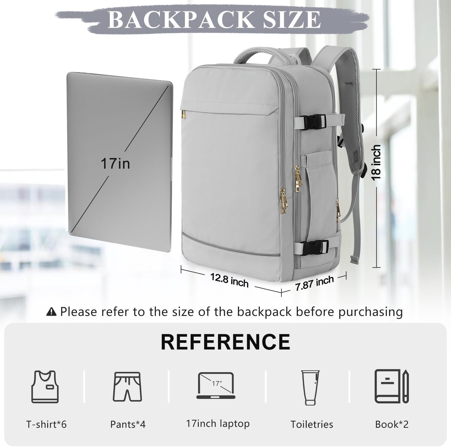 Custom Logo 40L 17 Inch Laptop Carry On Flight Approved Travel Backpack Private Label Waterproof Personal Item Bag for Business Work College School Weekend Manufacturer Gray