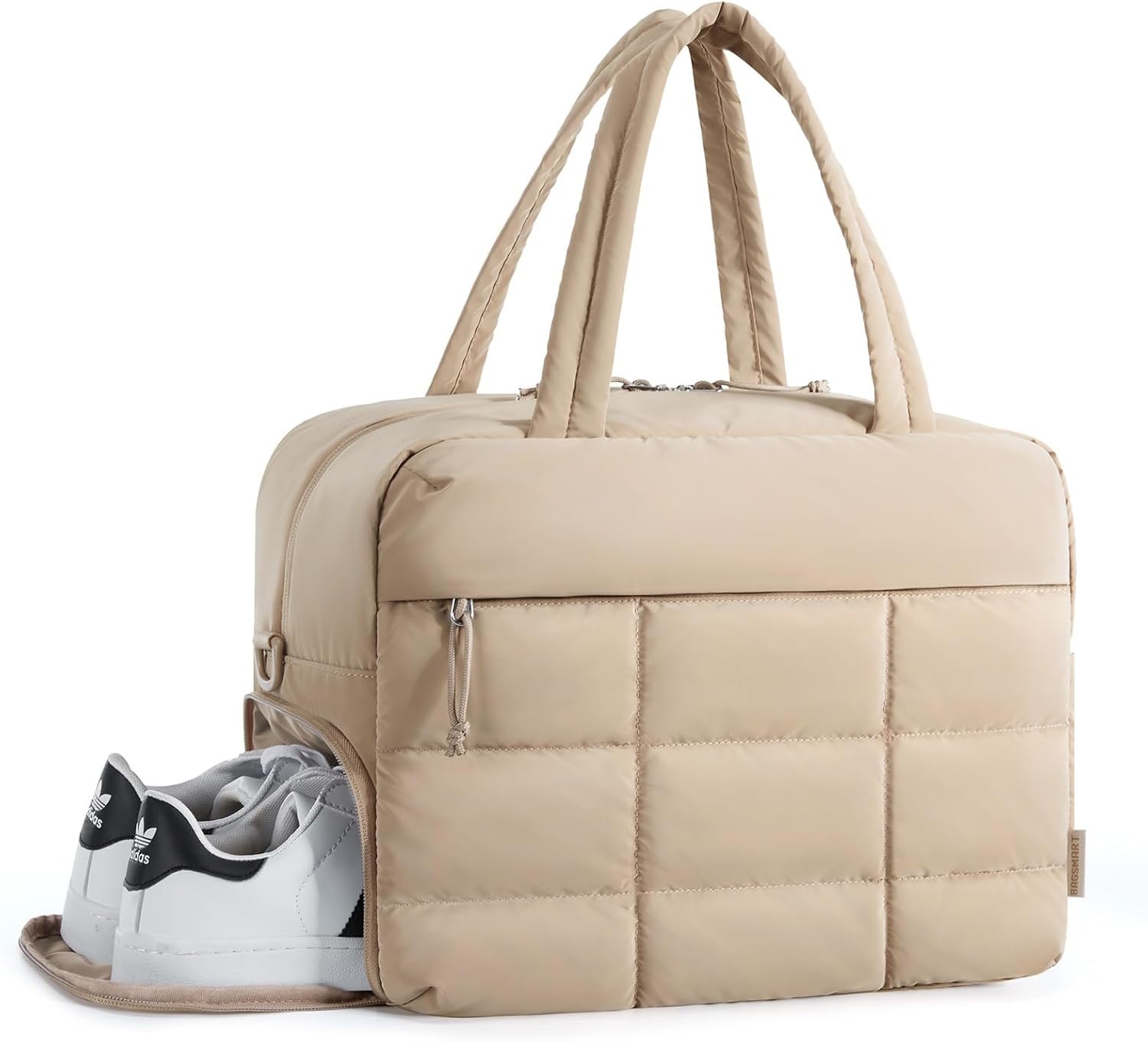 Custom Logo Gym Bag for Women, Private Label Water-Resistant Carry-On Travel Duffel Weekender with Shoe Compartment for Gym Travel Work, Desert Medium Factory