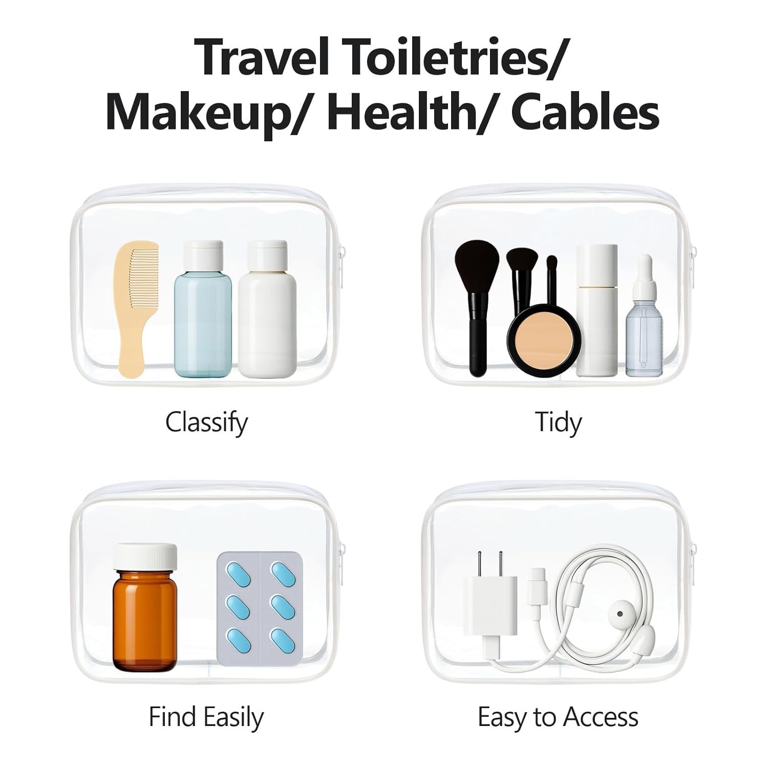 Private Label TSA Approved Clear Toiletry Makeup Bag 3 Pack Medium Quart Size for 3-1-1 Liquids with Custom Logo Metal Smooth Zipper Unisex Travel Airport Airline Compliant Manufacturer White Private Label TSA Approved Clear Toiletry Makeup Bag 3 Pack Medium Quart Size for 3-1-1 Liquids with Custom Logo Metal Smooth Zipper Unisex Travel Airport Airline Compliant Manufacturer White