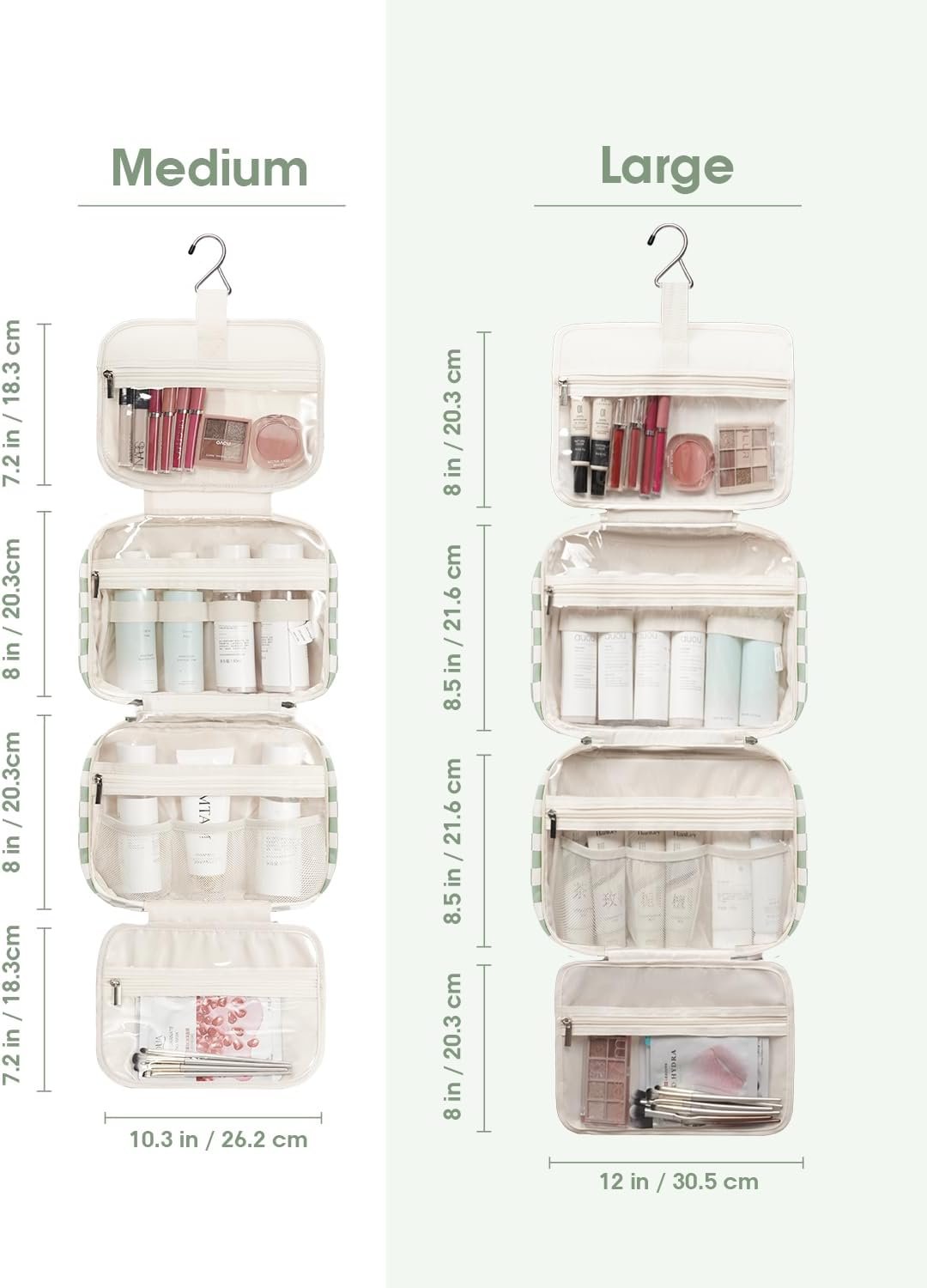 Private Label Hanging Toiletry Bag for Women Travel Checkered Makeup Organizer Toiletries for Essentials Accessories Brushes Cosmetics Custom Logo Manufacturer Green Checkerboard Medium