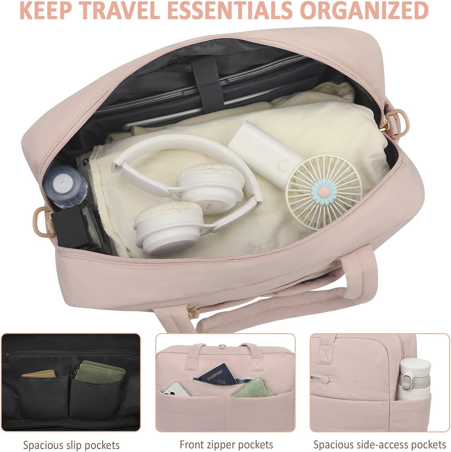 Custom Logo Pink Travel Duffel Weekender Bags for Women Men Private Label Workout Gym Overnight Foldable Lightweight Personal Item Carry On Tote Hospital Bag Manufacturer