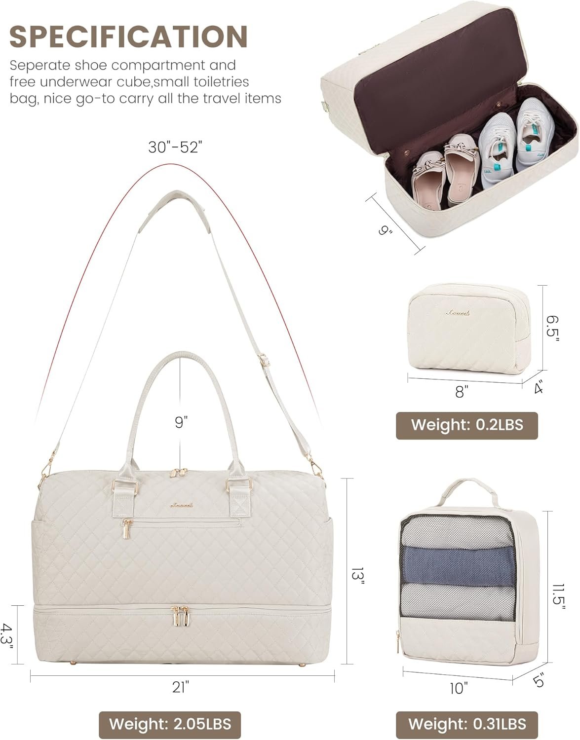 Private Label Travel Duffle Bag for Women Weekender Overnight Carry On Gym Duffel with Shoe Compartment Toiletry Bag Wet Pocket Custom Logo Hospital Labor Delivery Bag Manufacturer 3 Pcs Set