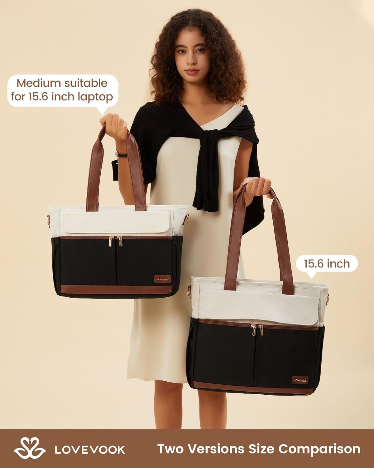 Private Label Teacher Tote Bag for Women 15.6 Inch Laptop Bag with Large Cup Pocket Custom Logo Large Capacity Multi Pockets Nurse Work Bag Professional Briefcase Business Purse Handbag Gifts Manufacturer Black