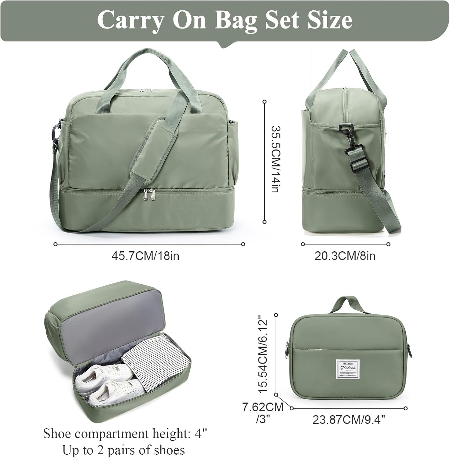 Custom Logo Women's Travel Duffel Weekender Carry-On Bag with Wet Pocket and Toiletry Bag Private Label for Spirit Airlines 18x14x8 Personal Item Manufacturer