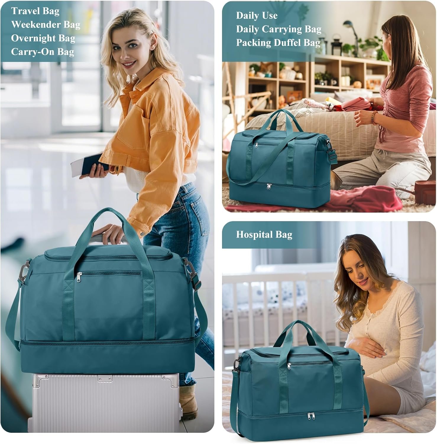 Private Label Extra Large Travel Duffel Bag Carry-On Overnight Weekender with Custom Logo Shoes Compartment for Women Business Trips Sports Hospital Manufacturer