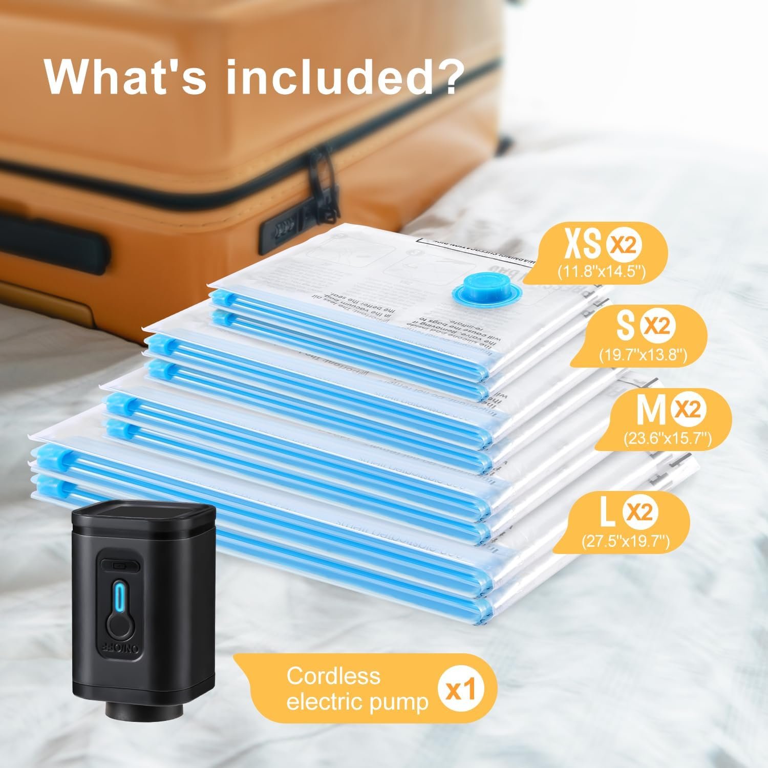 Manufacturer Travel Vacuum Bags with Portable Electric Pump Private Label Combo 8 Pack Custom Logo Manufacturer Travel Vacuum Bags with Portable Electric Pump Private Label Combo 8 Pack Custom Logo