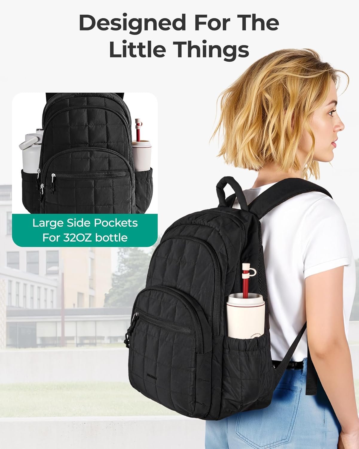 Private Label College Laptop Backpack, Custom Logo Travel Backpack for Women, Quilted Water-Resistant Daypack Bookbag for 15.6 Inch Laptop Manufacturer, Black Private Label College Laptop Backpack, Custom Logo Travel Backpack for Women, Quilted Water-Resistant Daypack Bookbag for 15.6 Inch Laptop Manufacturer, Black