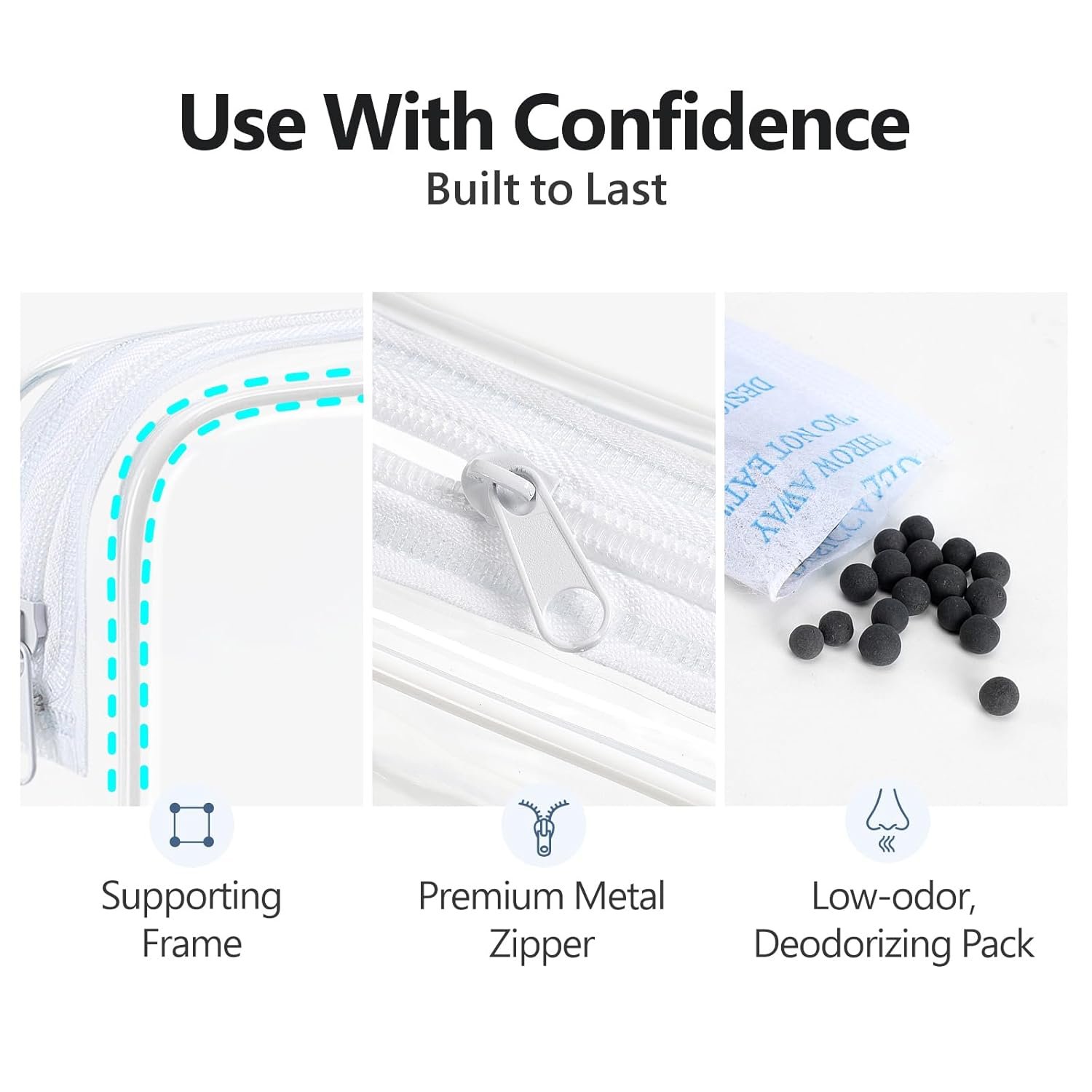 Private Label TSA Approved Clear Toiletry Makeup Bag 3 Pack Medium Quart Size for 3-1-1 Liquids with Custom Logo Metal Smooth Zipper Unisex Travel Airport Airline Compliant Manufacturer White Private Label TSA Approved Clear Toiletry Makeup Bag 3 Pack Medium Quart Size for 3-1-1 Liquids with Custom Logo Metal Smooth Zipper Unisex Travel Airport Airline Compliant Manufacturer White