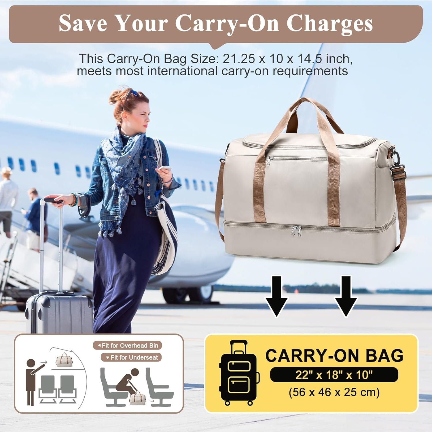 Custom Logo Extra Large Travel Duffle Bag Manufacturer Carry On Overnight Weekend Bag with Shoes Compartment Weekender for Women Travel Business Trips Sports Hospital Private Label