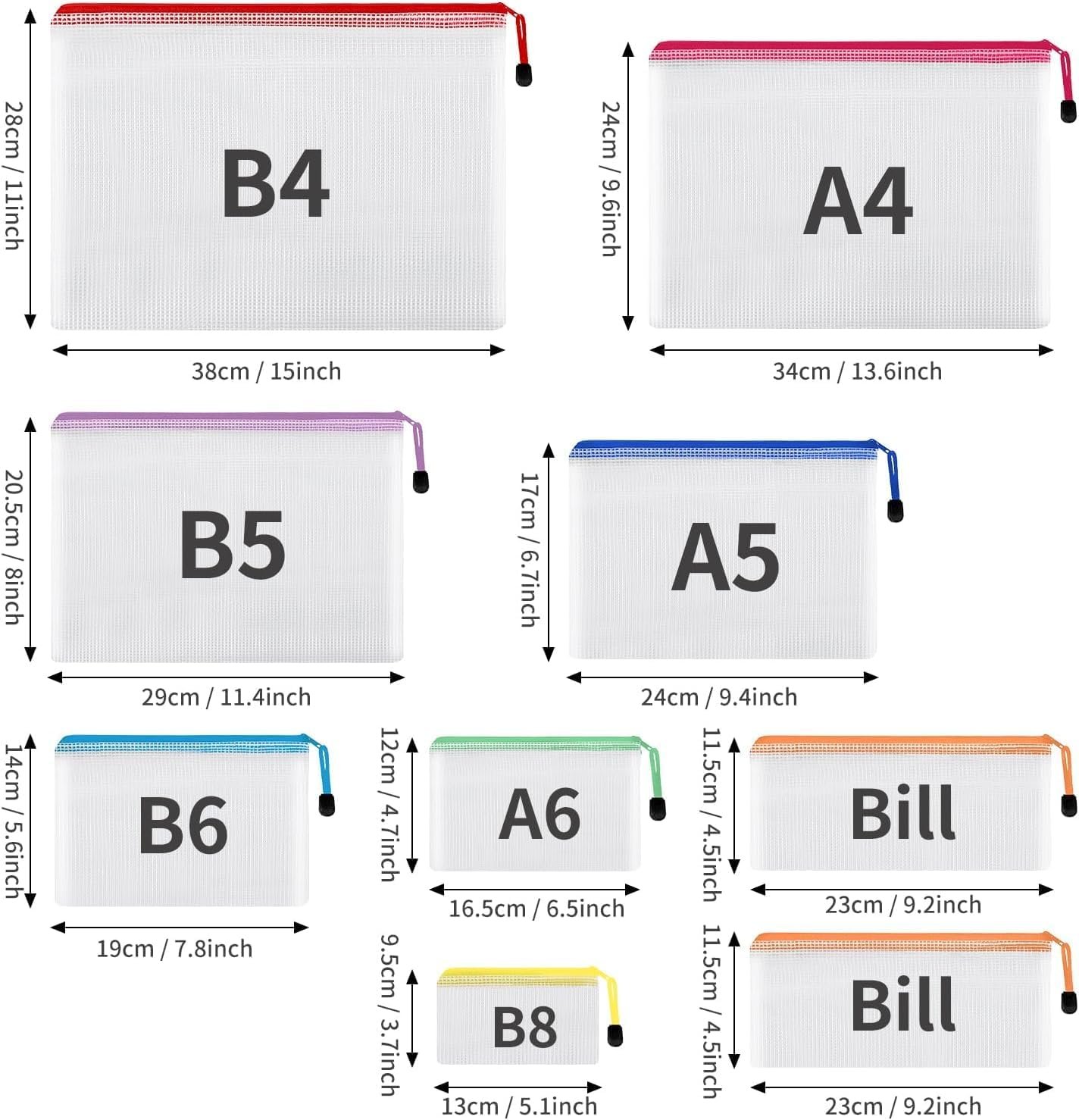 Private Label 30pcs Waterproof Mesh Plastic Zipper Pouch Bags 8 Sizes 8 Colors Custom Logo for Travel School Supplies Office Appliances Home Organization from Manufacturer