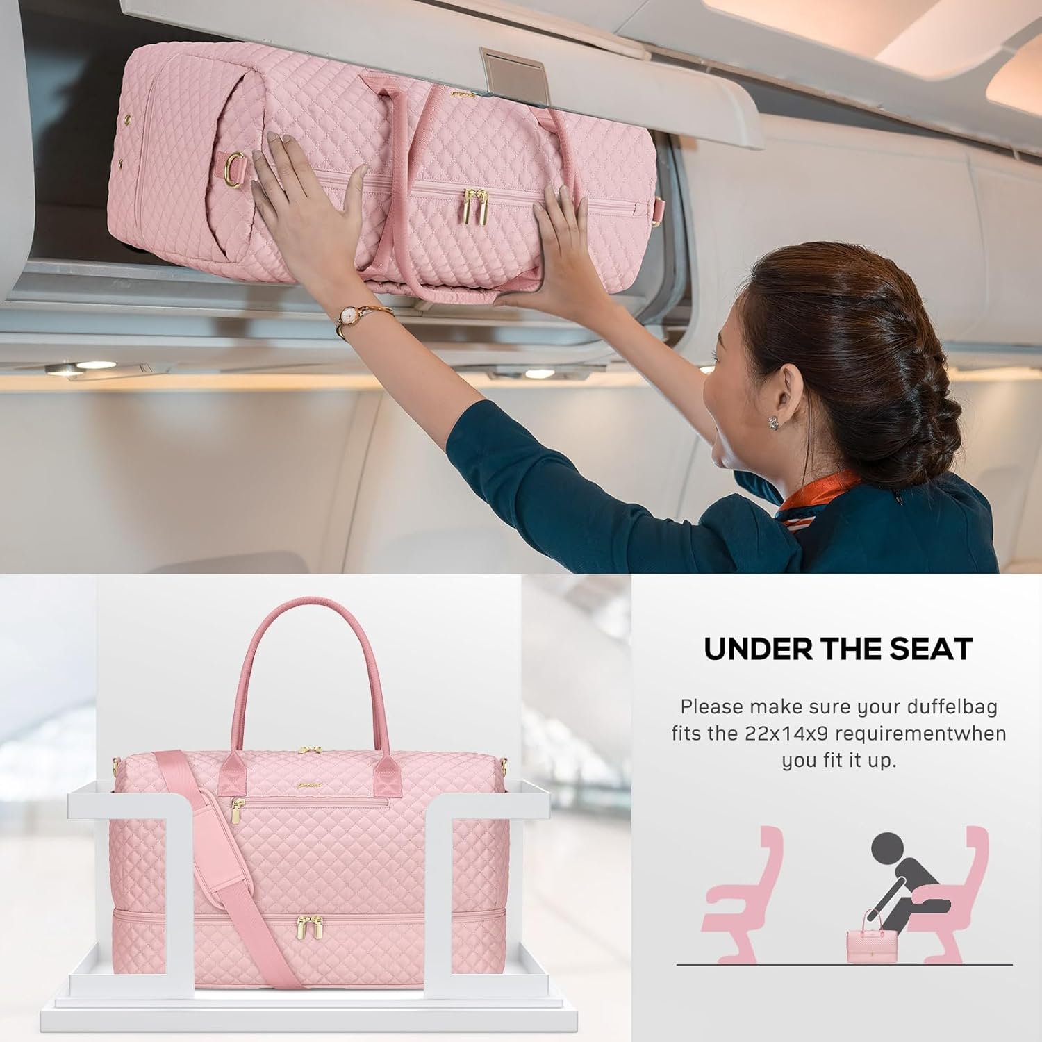 Custom Logo Womens Travel Weekender Duffle Bags with Shoe Compartment Private Label Carry-On Overnight Duffel Bag with Toiletry Bag Wet Pocket for Gym Hospital Labor Delivery Pink Manufacturer