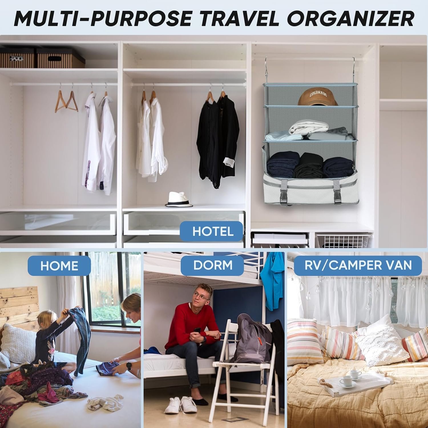 Private Label Upgraded Portable Hanging Travel Shelves Premium Durable Oxford Packing Cubes Manufacturer for Suitcases Carry-On Closet Luggage Organizers with Custom Logo White Private Label Upgraded Portable Hanging Travel Shelves Premium Durable Oxford Packing Cubes Manufacturer for Suitcases Carry-On Closet Luggage Organizers with Custom Logo White