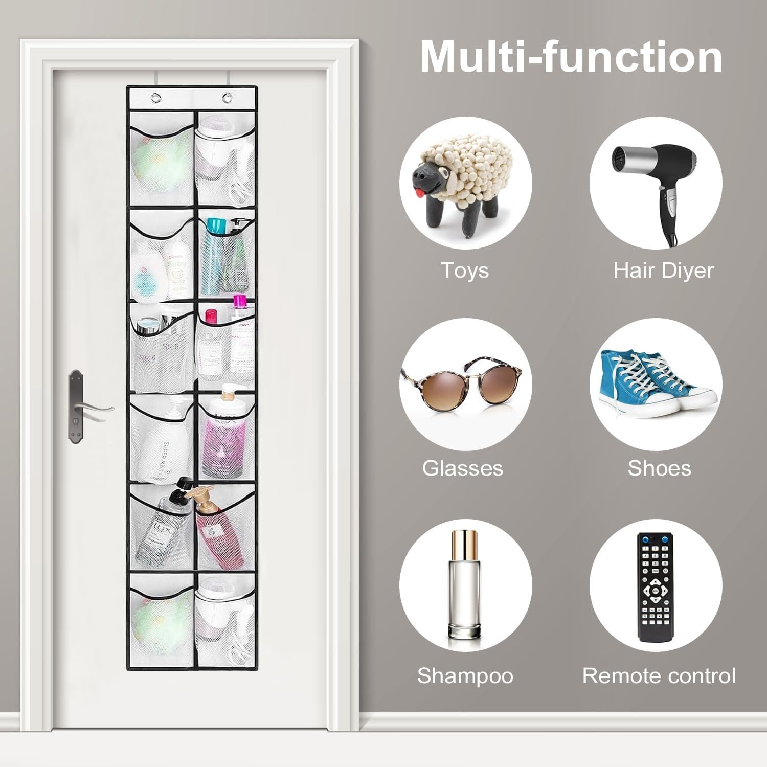 Private Label 12 Large Pockets Custom Logo Over Door Hanging Shoe Organizer Factory White
