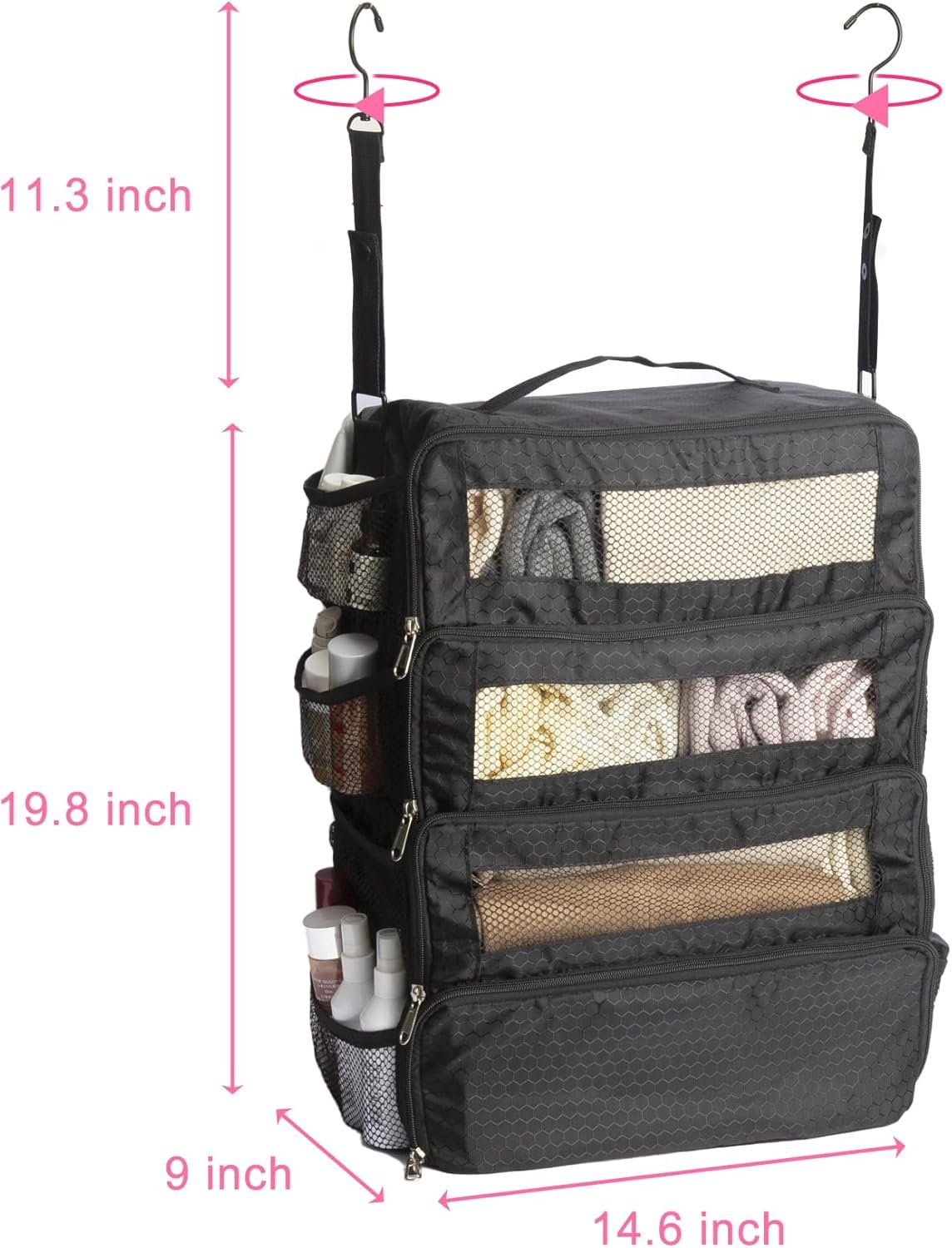 Factory Hanging Travel Organizer Carry-On Luggage Packing Cubes with Custom Logo Portable Travel Shelves Black 1 Private Label