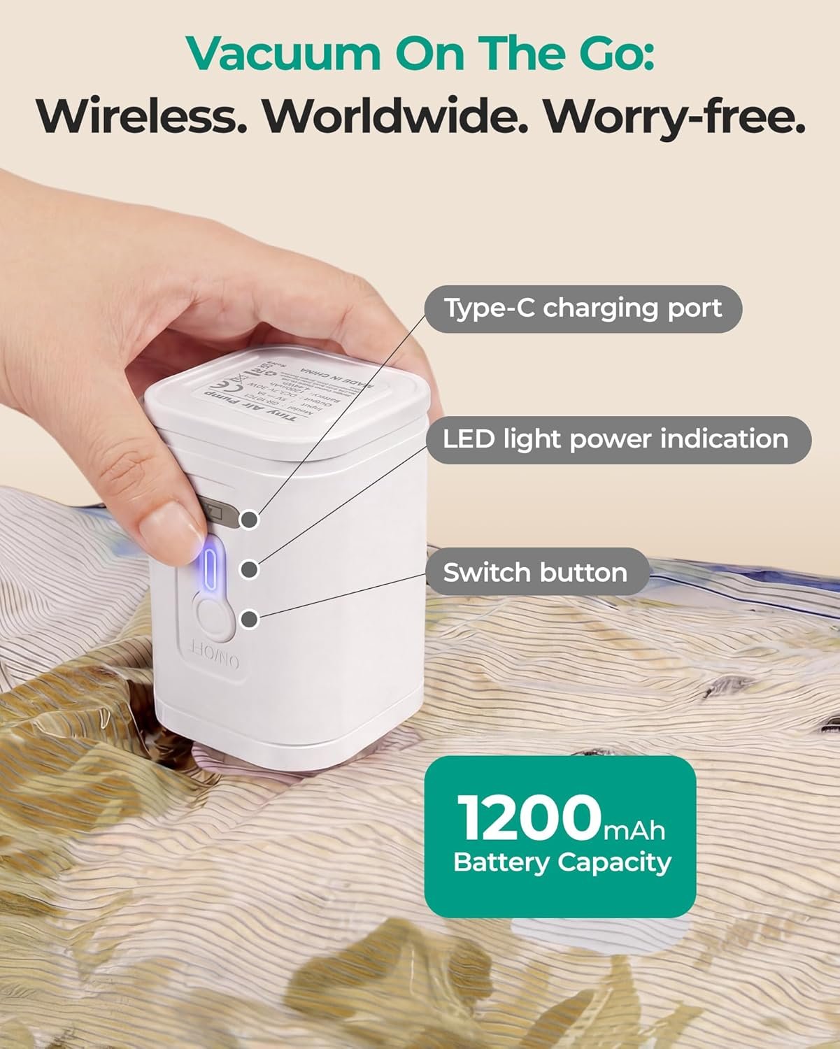 Private Label Vacuum Storage Bags with Rechargeable Air Pump, Custom Logo Portable Space Saver Bags for Travel & Home, Manufacturer Vacuum Compression Seal Bags for Clothing Blankets 18 Pack Multicolor