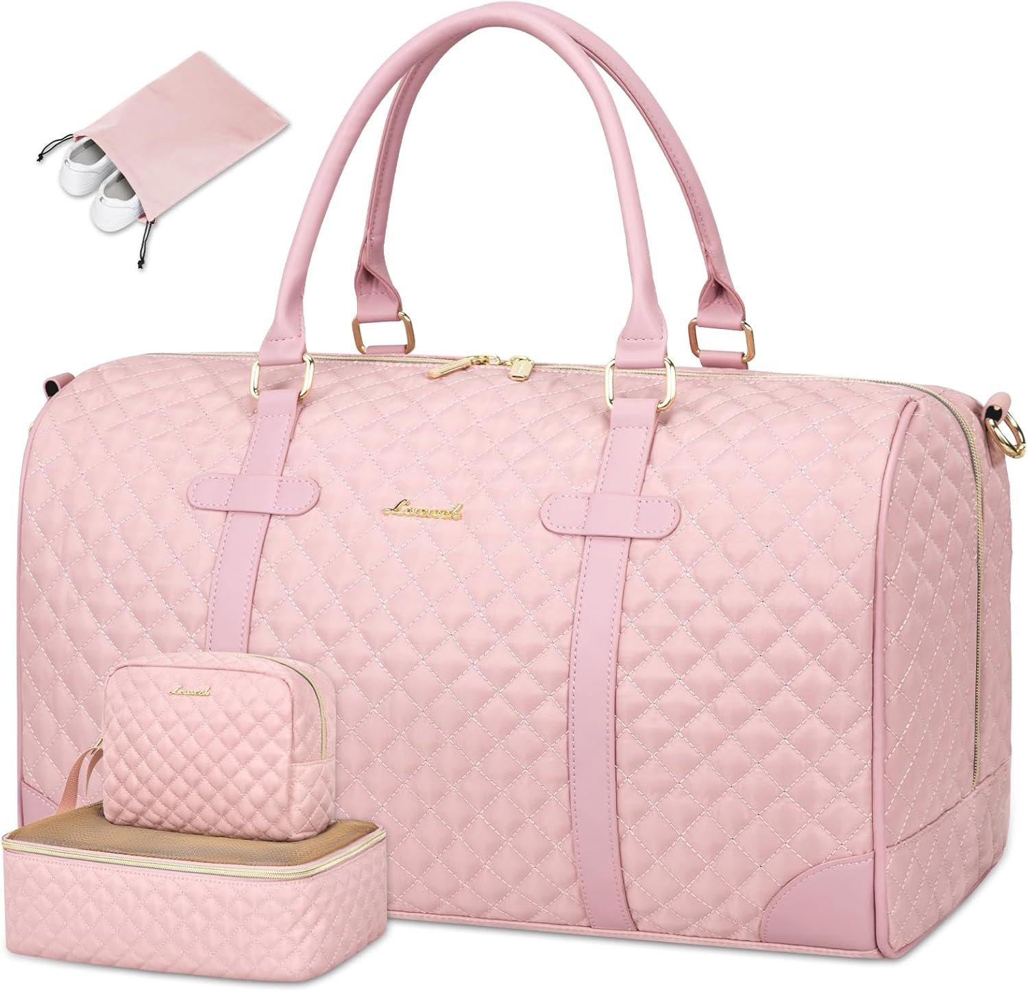 Custom Logo Travel Duffle Weekender Bag for Women Carry-On Overnight with Wet Pocket Shoe Toiletry Compartments Private Label Quilted Gym Hospital Bag for Labor Delivery 18 Inch Manufacturer