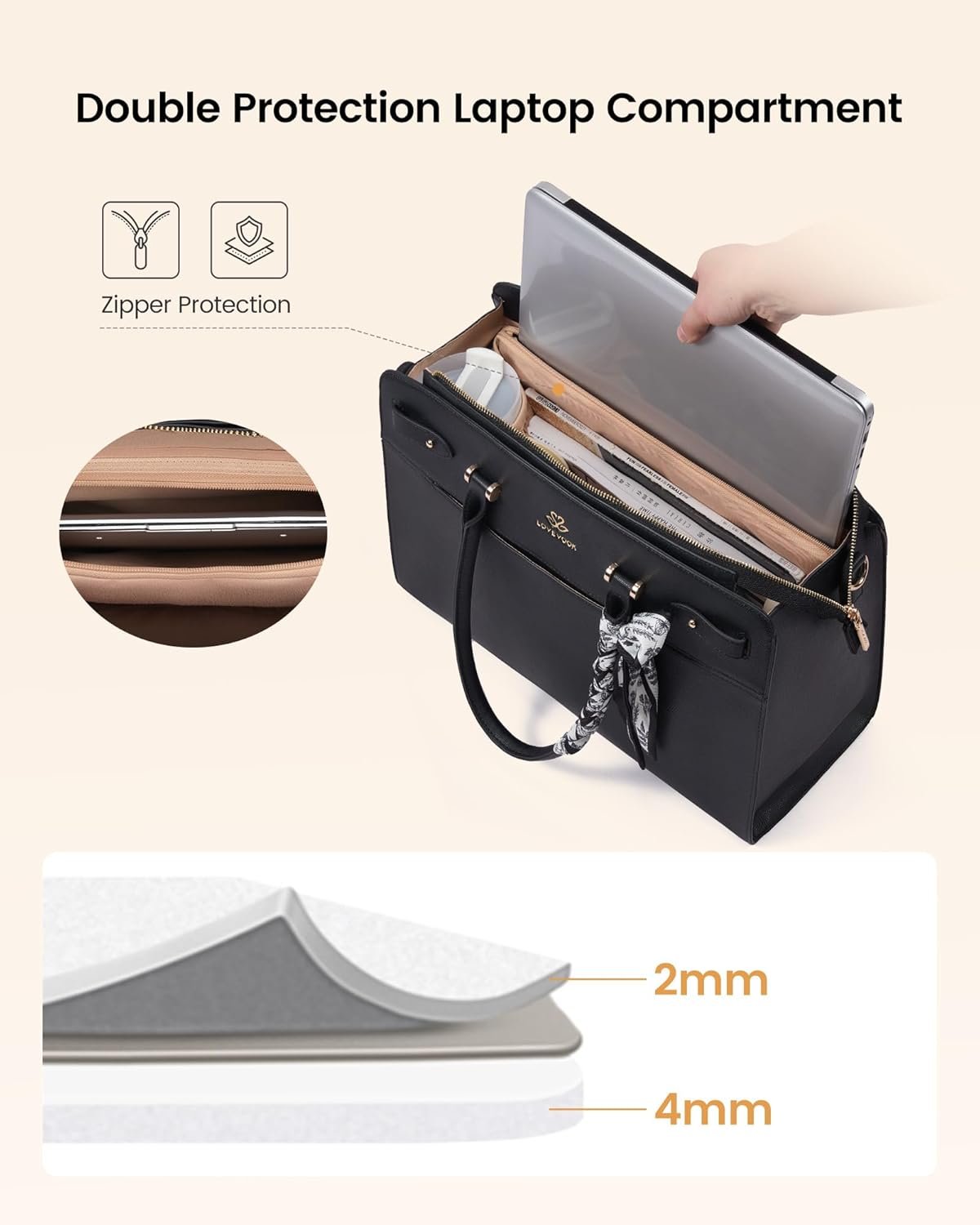Private Label Laptop Tote Bag for Women PU Leather Custom Logo Waterproof Work Briefcase Handbag for Teachers Business with Silk Scarf Factory