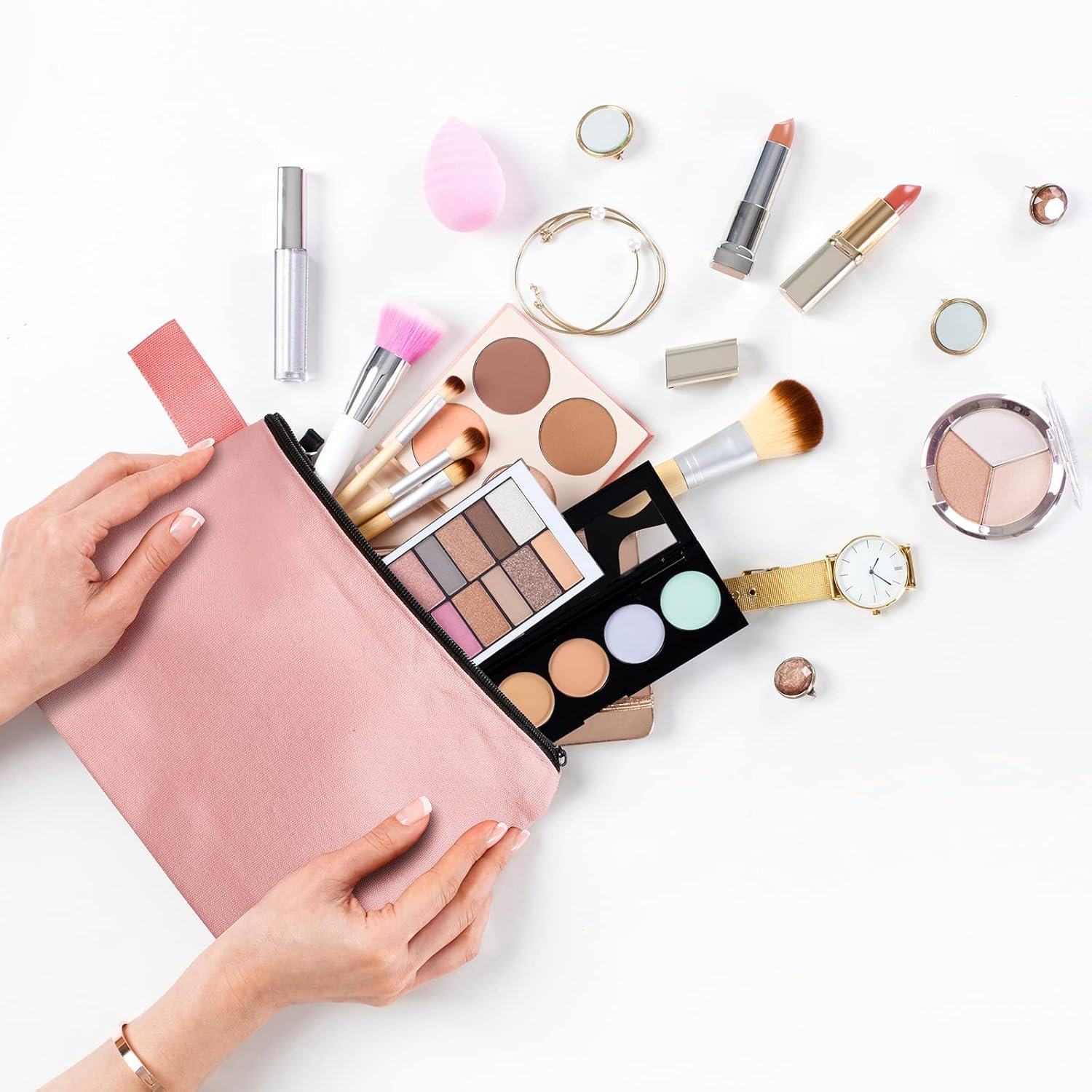 Private Label 30 Pcs Bulk Canvas Makeup Bags Custom Logo Small Travel Zipper Cosmetic Pouches Blank DIY Multipurpose Toiletry Hygiene for Purse Pencil Case Manufacturer 7.5 x 5 x 1.8 Inch