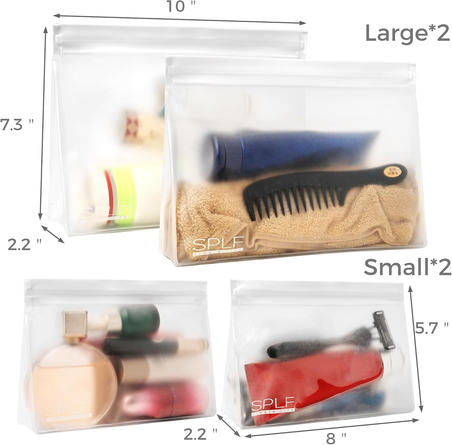 Custom Logo 4 Pack Leakproof Clear Toiletry Bags TSA Approved Quart Size Zipper Carry On Compliant Private Label BPA Free Travel Makeup Cosmetic Bags Factory Made for Men Women