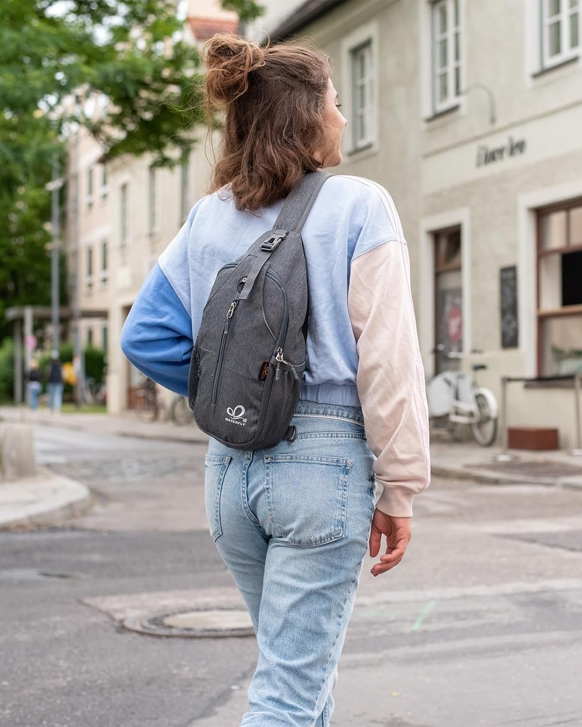 Manufacturer Crossbody Sling Backpack Custom Logo Travel Hiking Chest Bag Private Label Daypack (Black)