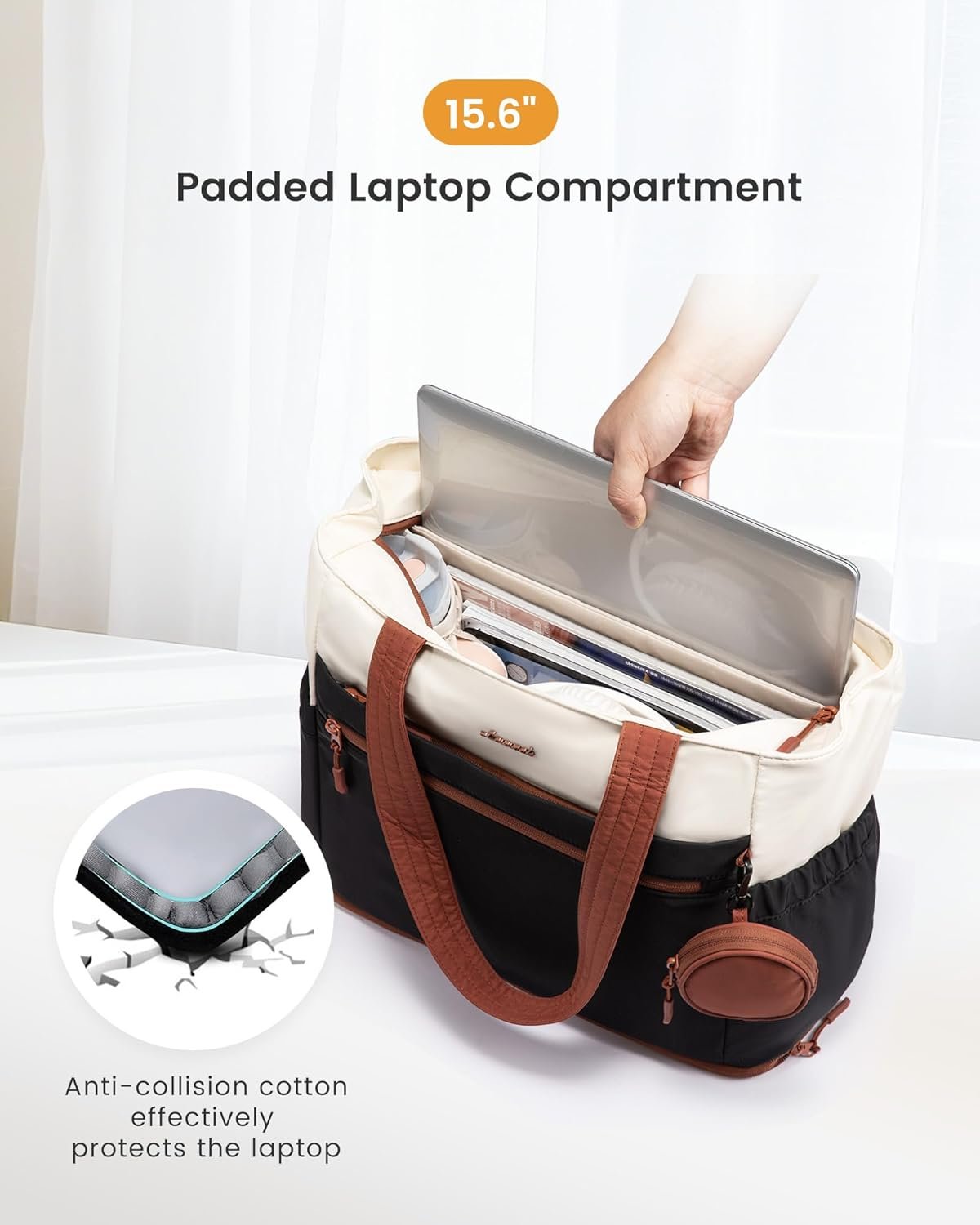 Private Label Tote Bag for Women Expandable 15.6 Inch Laptop Work Bag 33L Travel Handbag with 40oz Tumbler Holder TSA Custom Logo Manufacturer