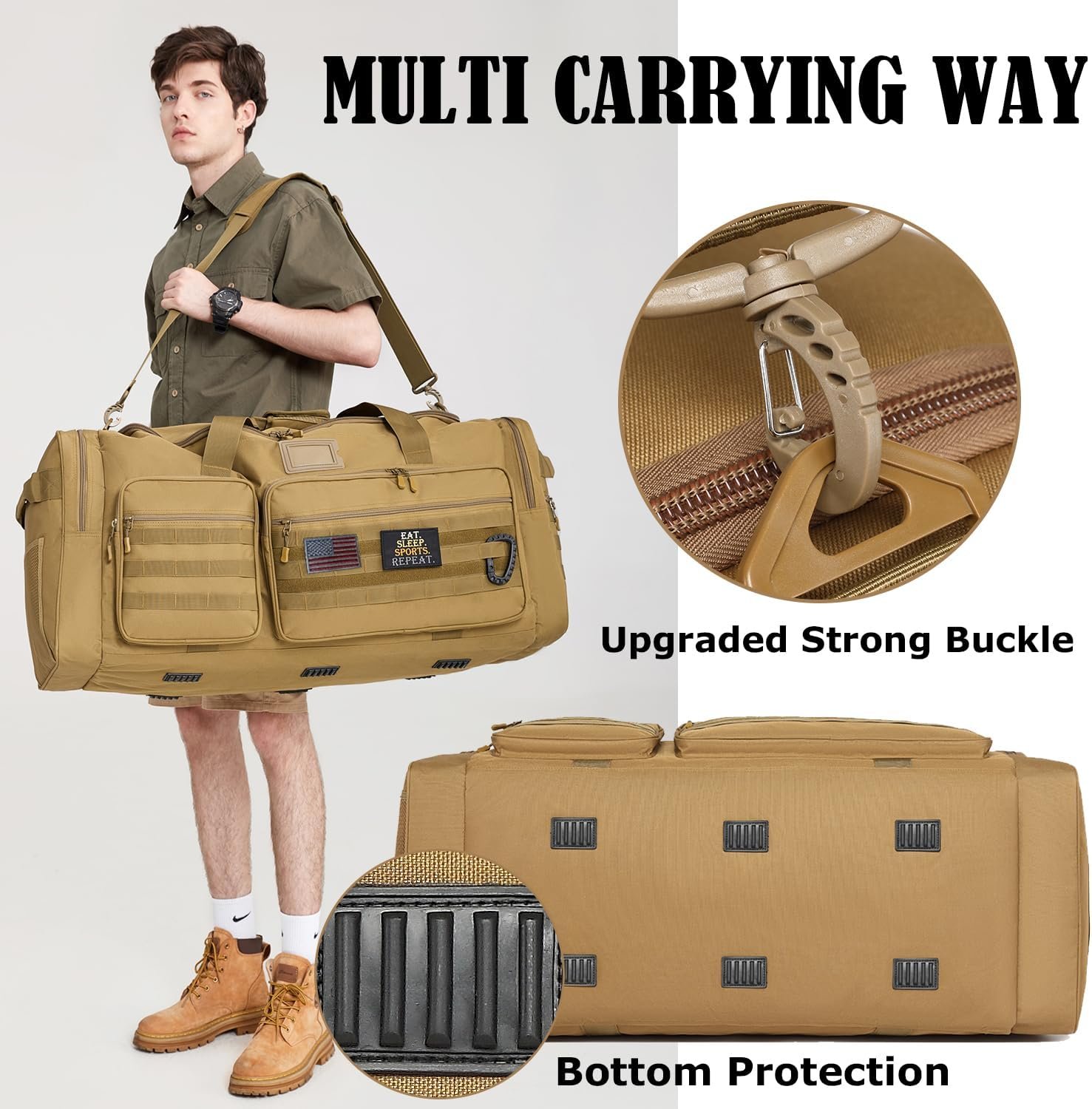 Custom Logo 130L Extra Large Heavy Duty Duffle Bag for Men Travel Sports Gym Equipment Private Label for Hockey Football Soccer Baseball Basketball Team Training 130L Brown from Manufacturer