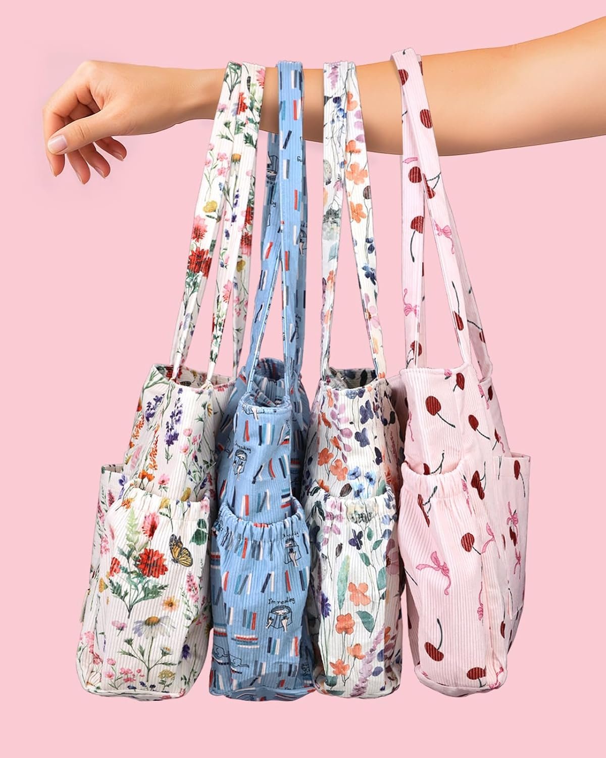 Private Label Large Corduroy Tote Bag for Women Custom Logo Cute Shoulder Reusable Canvas with Zipper Multi-Pocket for School Factory Private Label Large Corduroy Tote Bag for Women Custom Logo Cute Shoulder Reusable Canvas with Zipper Multi-Pocket for School Factory