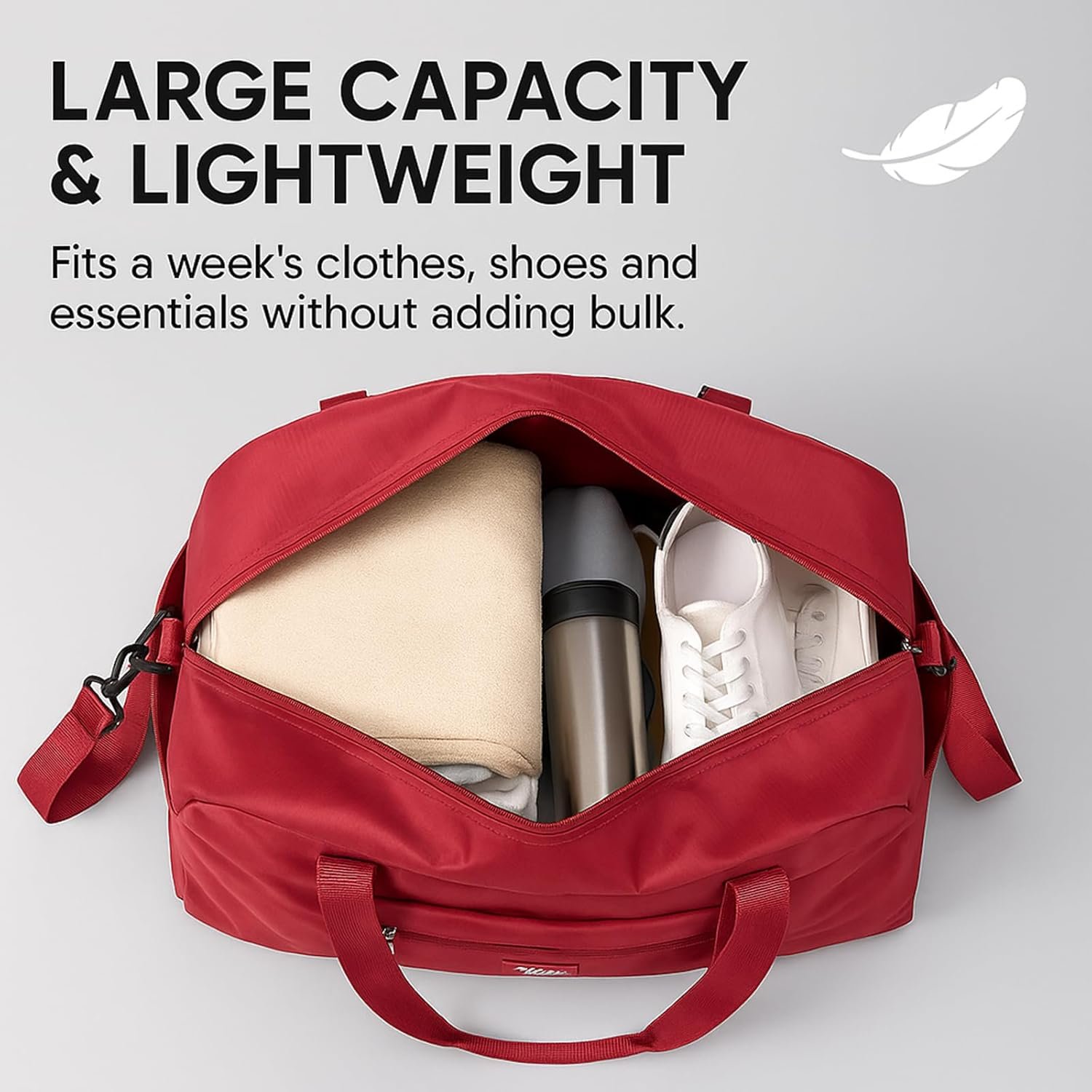 Factory Wholesale Folding Duffle Bag for Travel – Large Capacity Waterproof Oxford Cloth Weekender Carry On Tote with Crossbody Strap and Custom Logo, Lightweight Foldable Gym and Overnight Bag Private Label Red Large