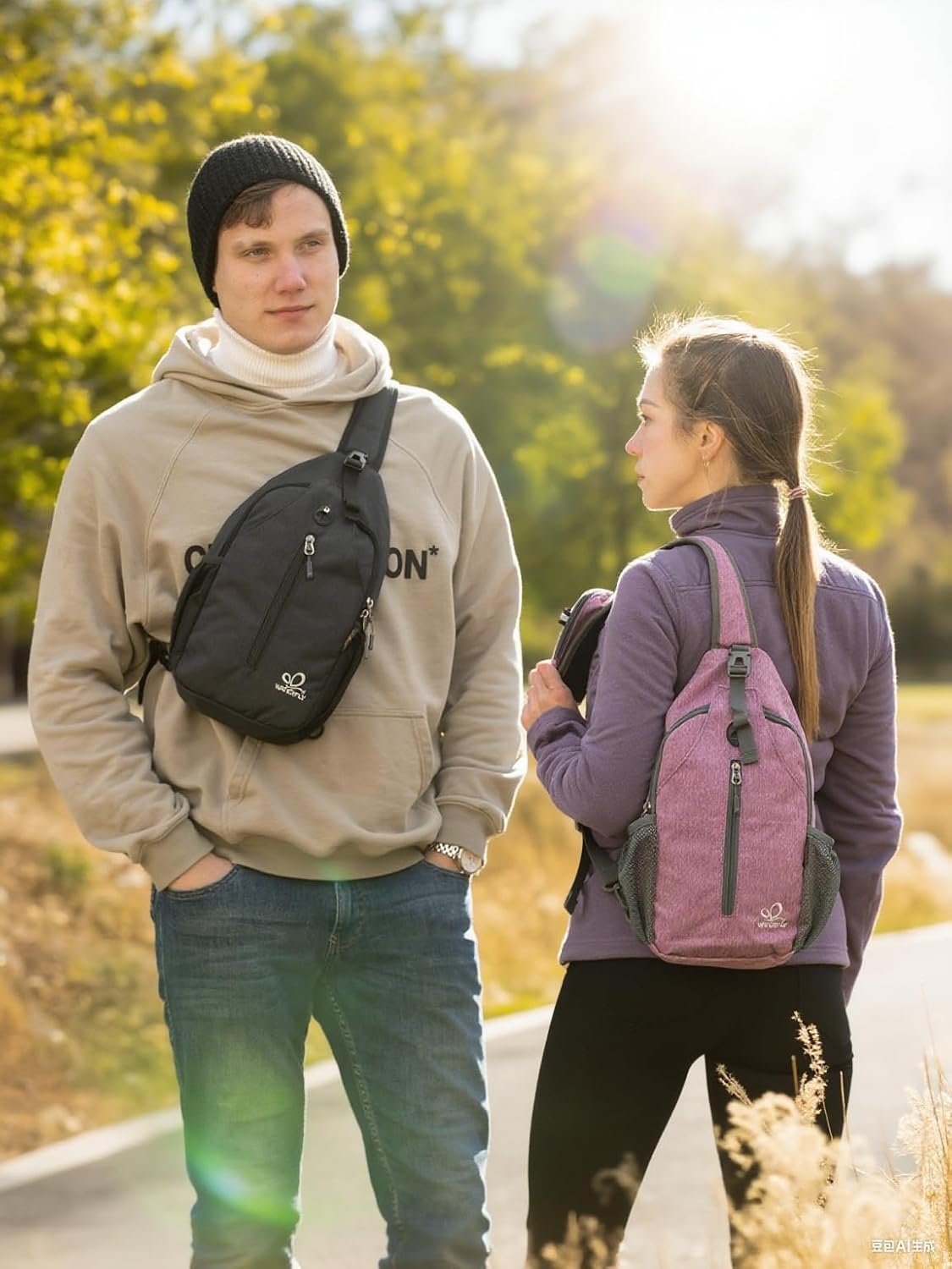 Manufacturer Crossbody Sling Backpack Custom Logo Travel Hiking Chest Bag Private Label Daypack (Black)