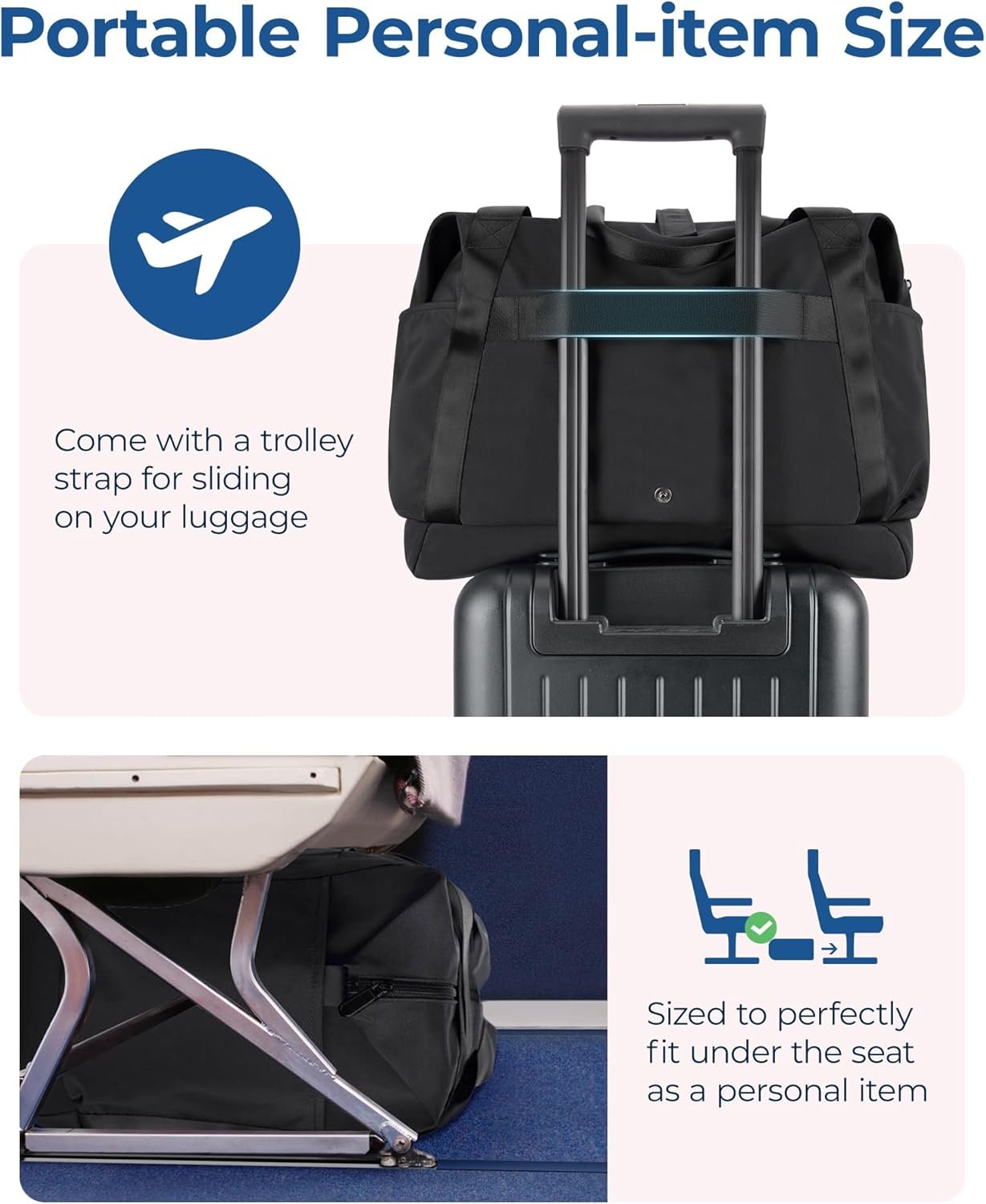 Private Label 23L Personal Item Travel Bag for Spirit Airlines Lightweight Foldable Duffle Gym Weekender Overnight Bag for Women Custom Logo Factory