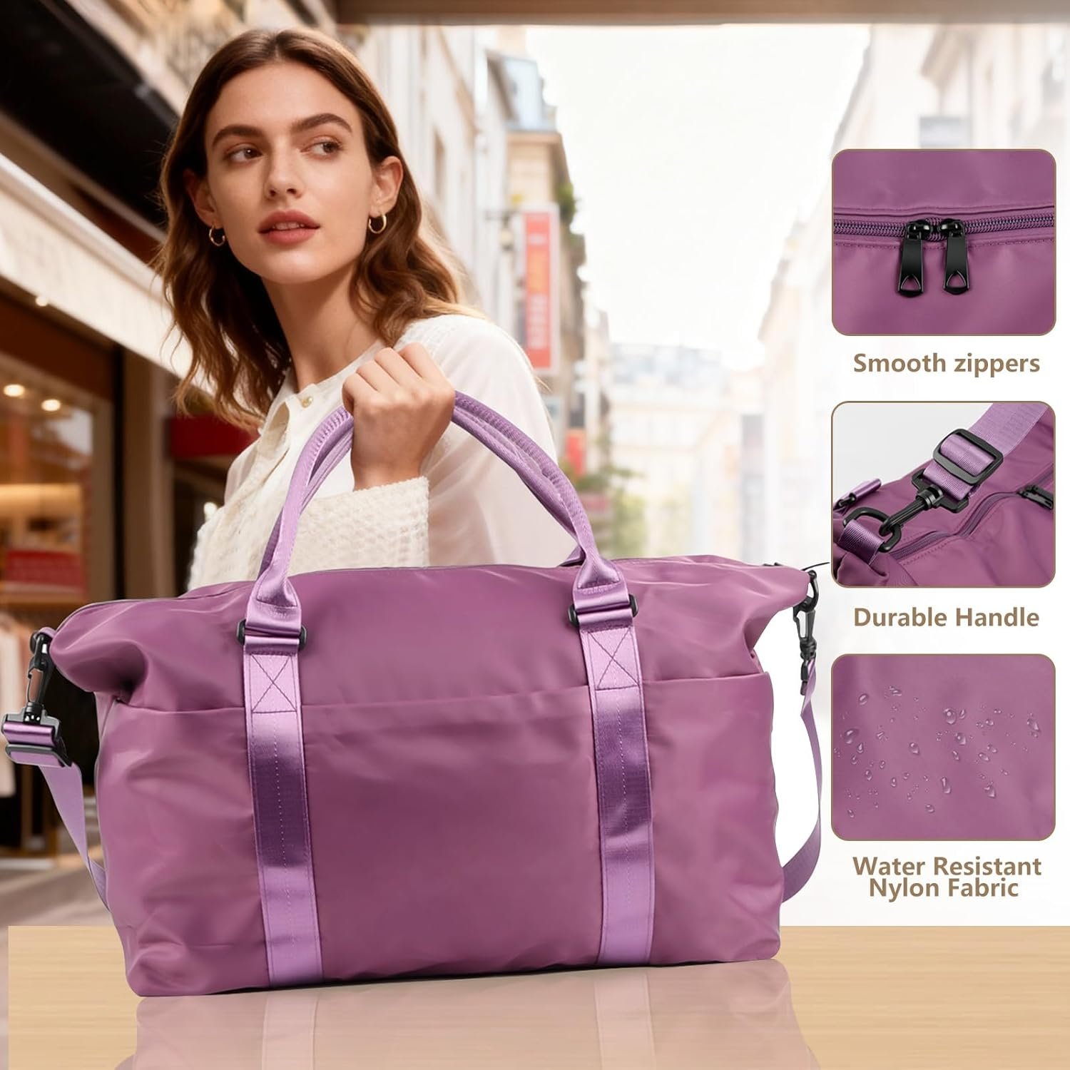 Custom Logo Weekender Duffel Bags for Women Private Label Purple Travel Tote with Trolley Sleeve Large Carry On Overnight Hospital Bag Airplane Essentials Labor Delivery Sport Gym Manufacturer