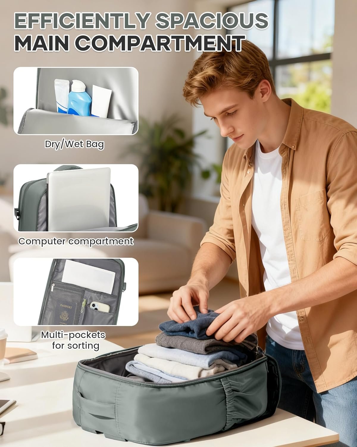 Custom Logo Large Carry-On Flight Approved Travel Laptop Business Backpack Private Label for Women Men Mochila de Viaje Factory