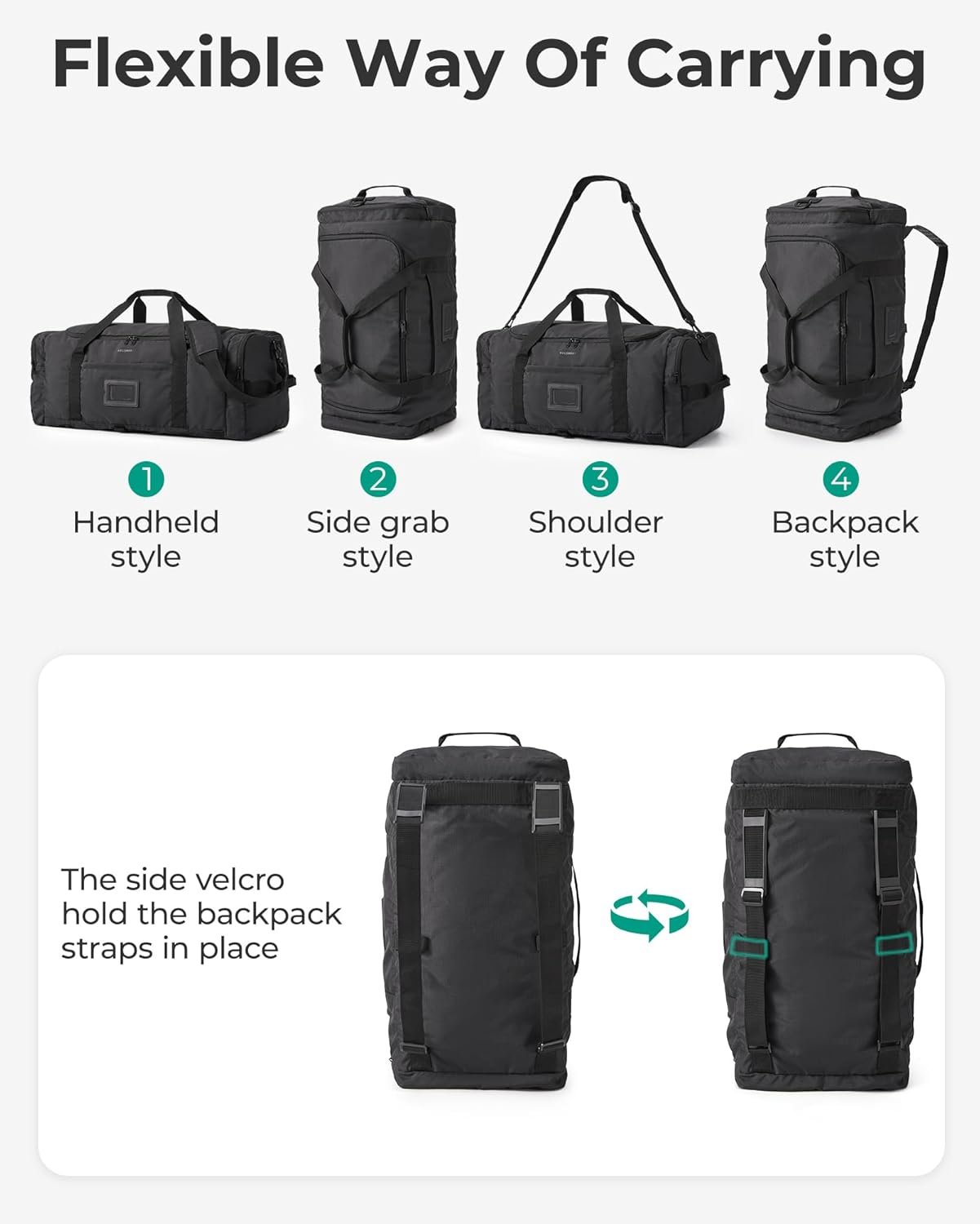 Private Label 60L Foldable Duffel Bag for Travel Custom Logo Large 4-in-1 Carry-On Weekender Backpack for Men Manufacturer Gray