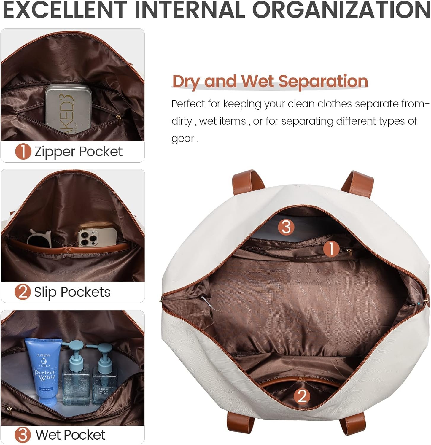 Private Label Weekender Bag Large Travel Duffel for Women with 2 Packing Cubes Shoe Compartment Custom Logo Carry On Overnight Mom Hospital Bag for Labor and Delivery Manufacturer