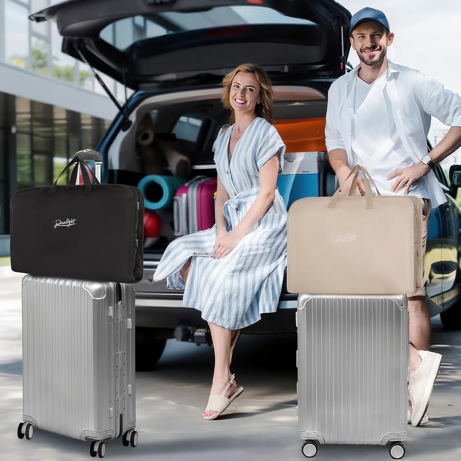 Manufacturer Hanging Packing Cubes, Private Label Garment Bags for Travel and Storage, Travel Apparel Bags for Men Women with 5 Solid Color Pockets, Custom Logo Storage for Clothes Socks Underwear Carry on Suitcase (Pink)